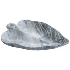 Big Leaf Bowl in Bardiglio Marble Handmade in Italy