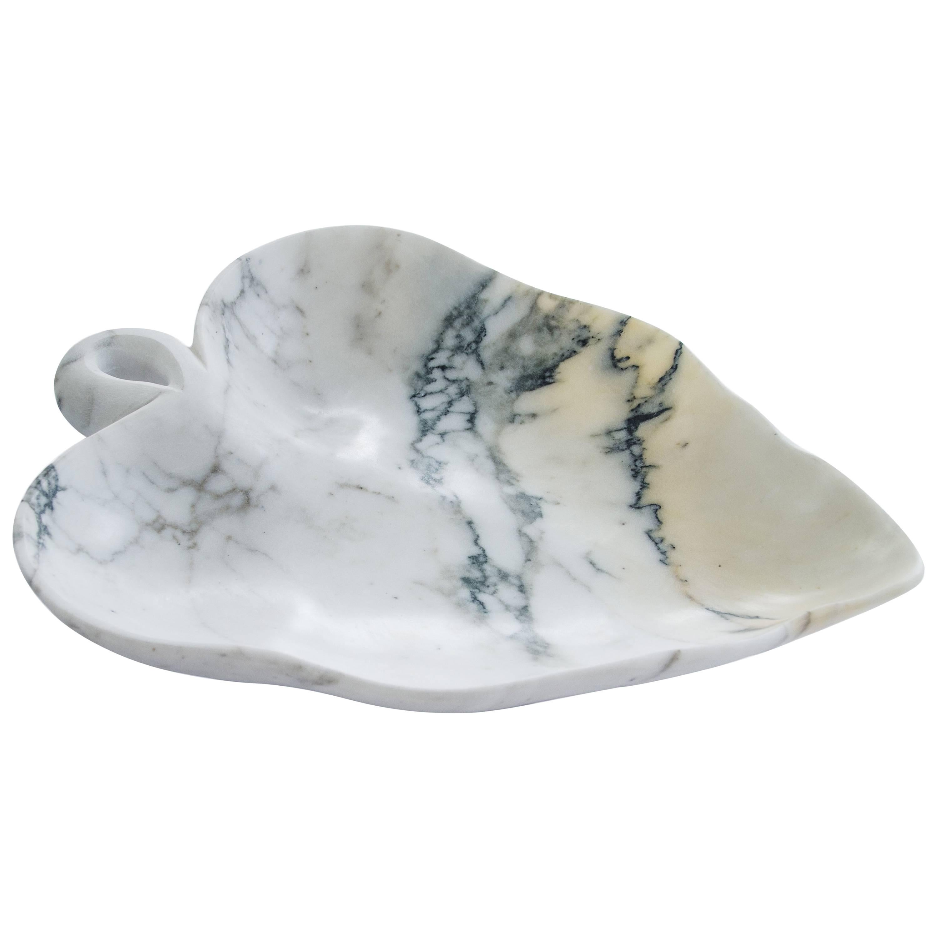 Big Leaf Bowl in Paonazzo Marble Handmade in Italy