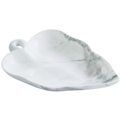Big Leaf Bowl in White Statuario Marble Handmade in Italy