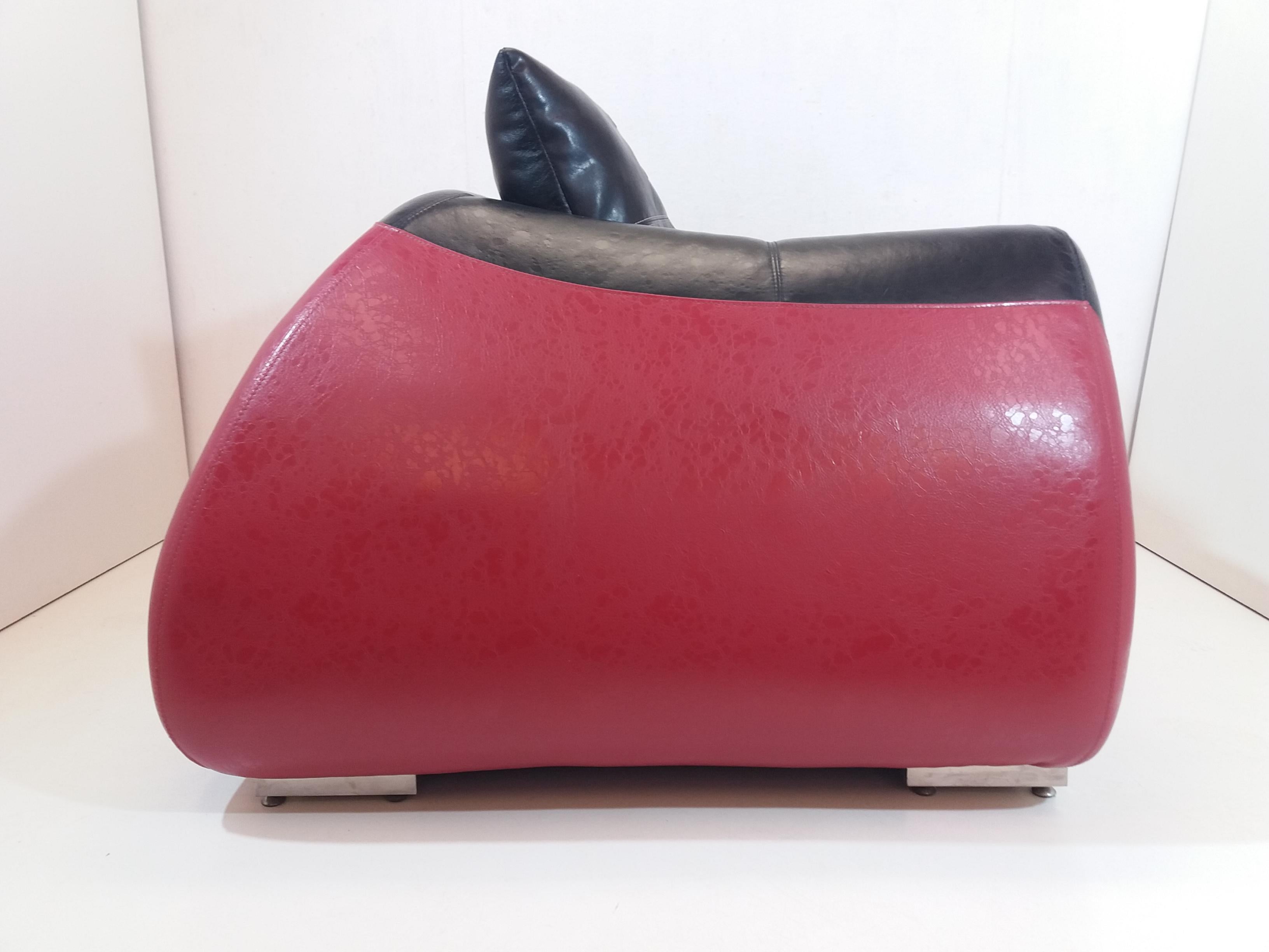 Animal Skin Big Leather Armchair, 1960s For Sale