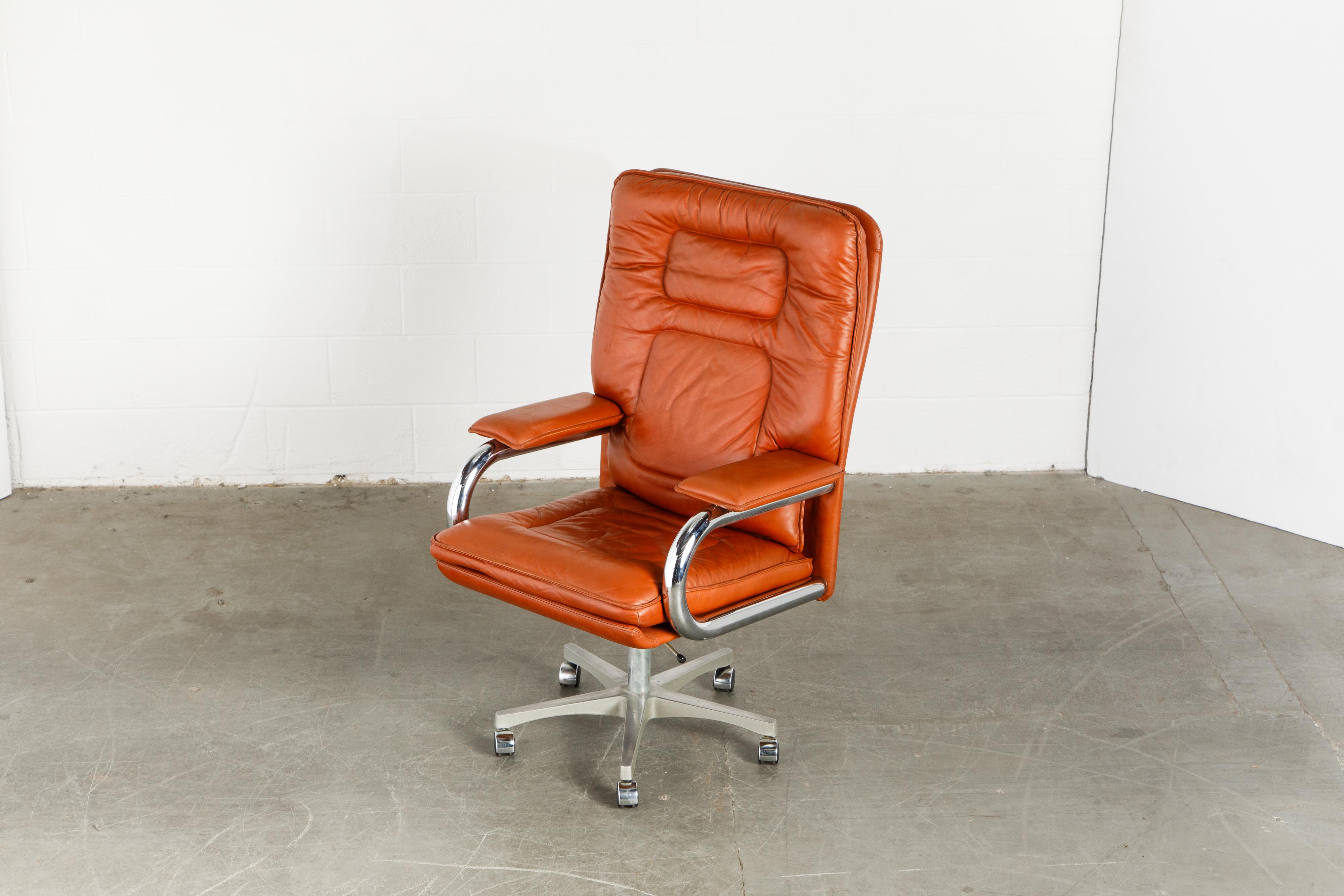 'Big' Leather Executive Desk Chair by Guido Faleschini for i4Mariani, circa 1979 4