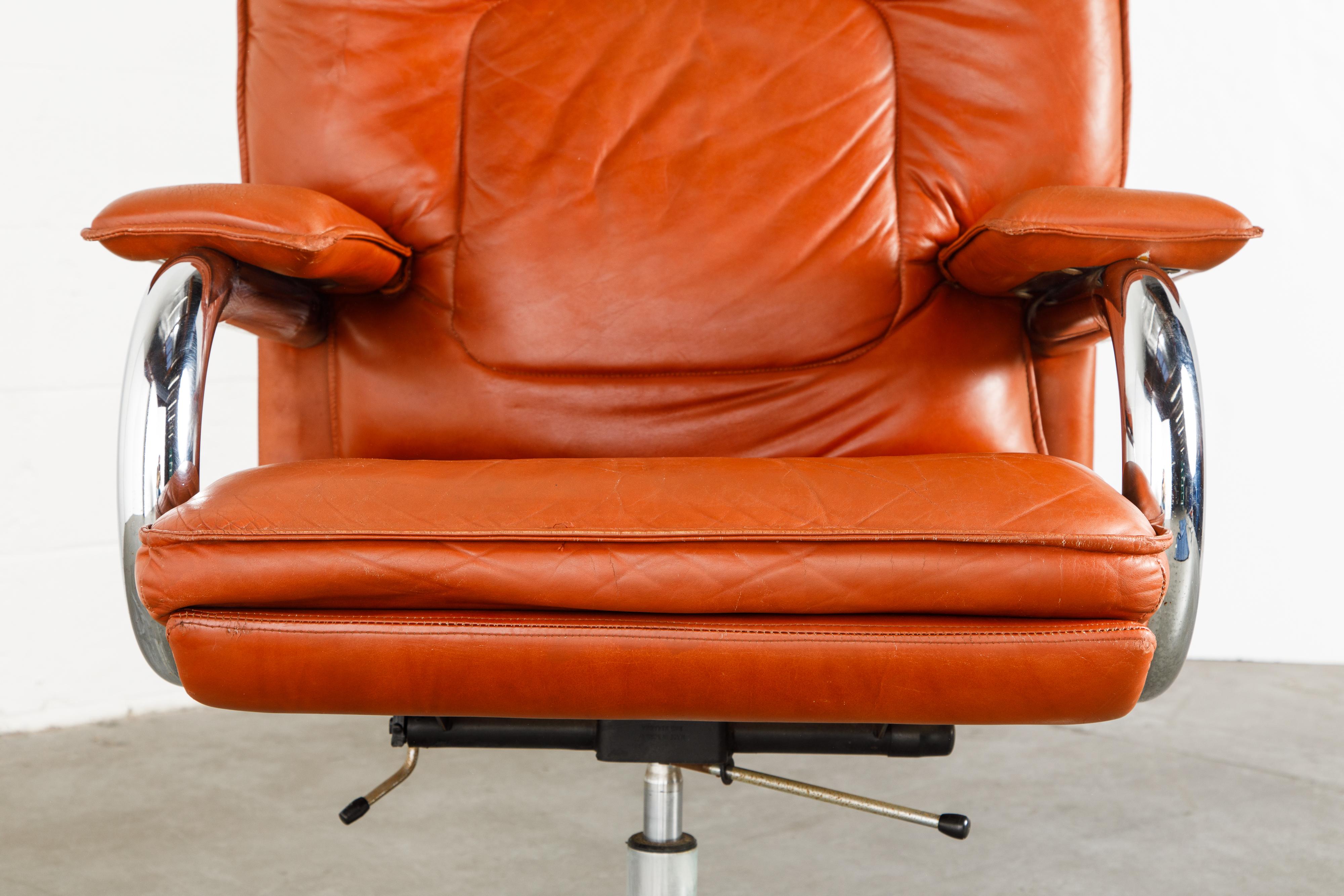 'Big' Leather Executive Desk Chair by Guido Faleschini for i4Mariani, circa 1979 6