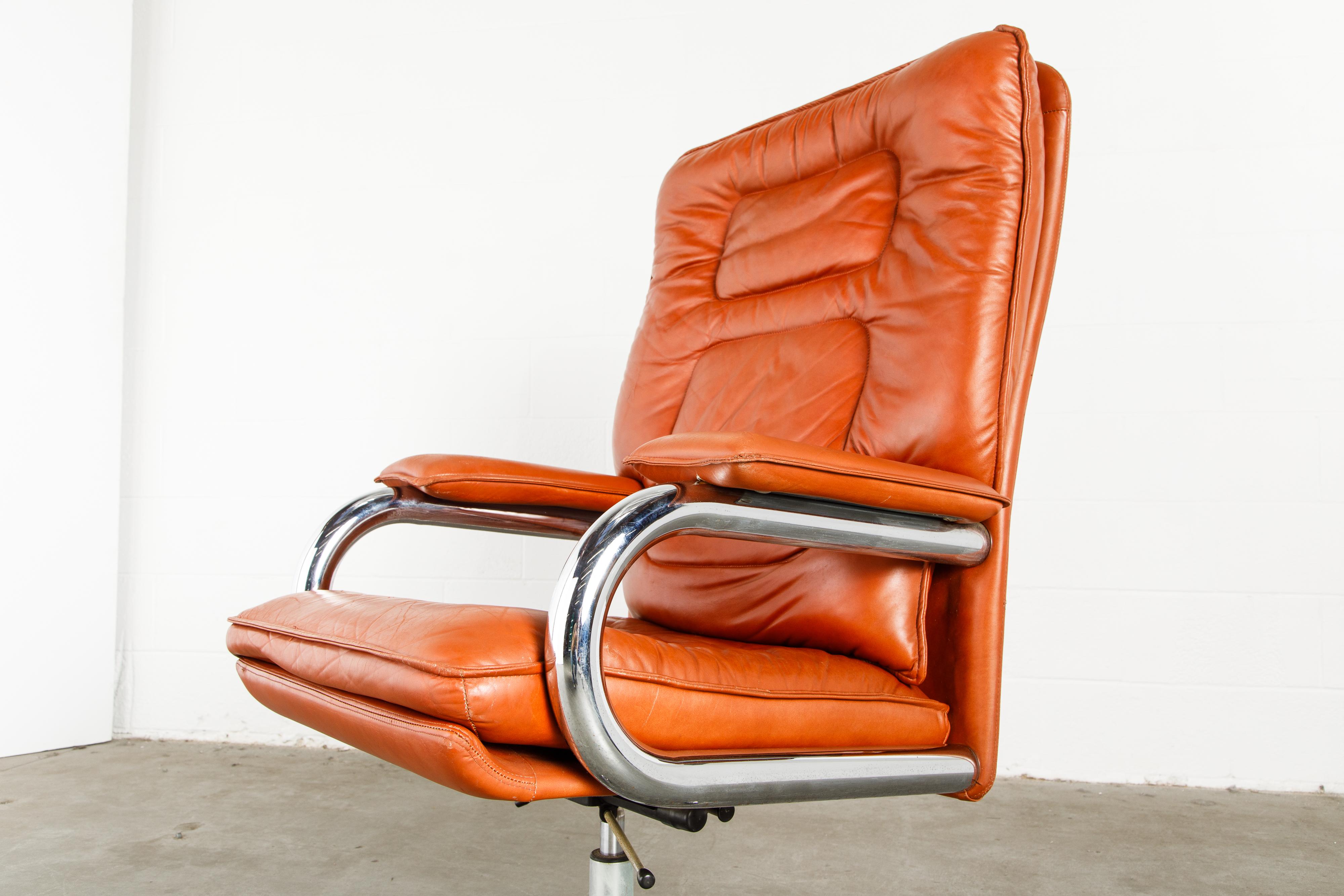 'Big' Leather Executive Desk Chair by Guido Faleschini for i4Mariani, circa 1979 7