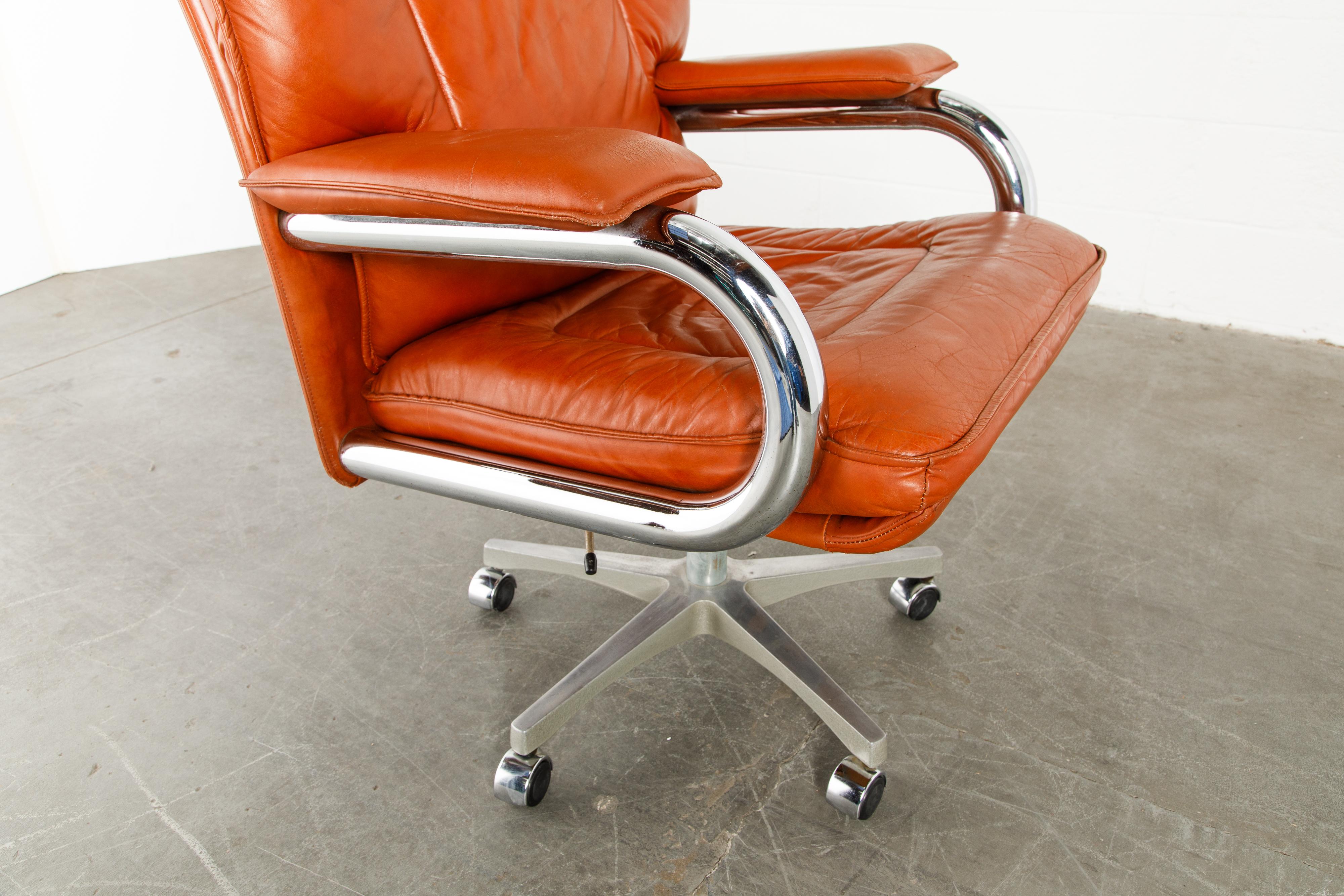 'Big' Leather Executive Desk Chair by Guido Faleschini for i4Mariani, circa 1979 12