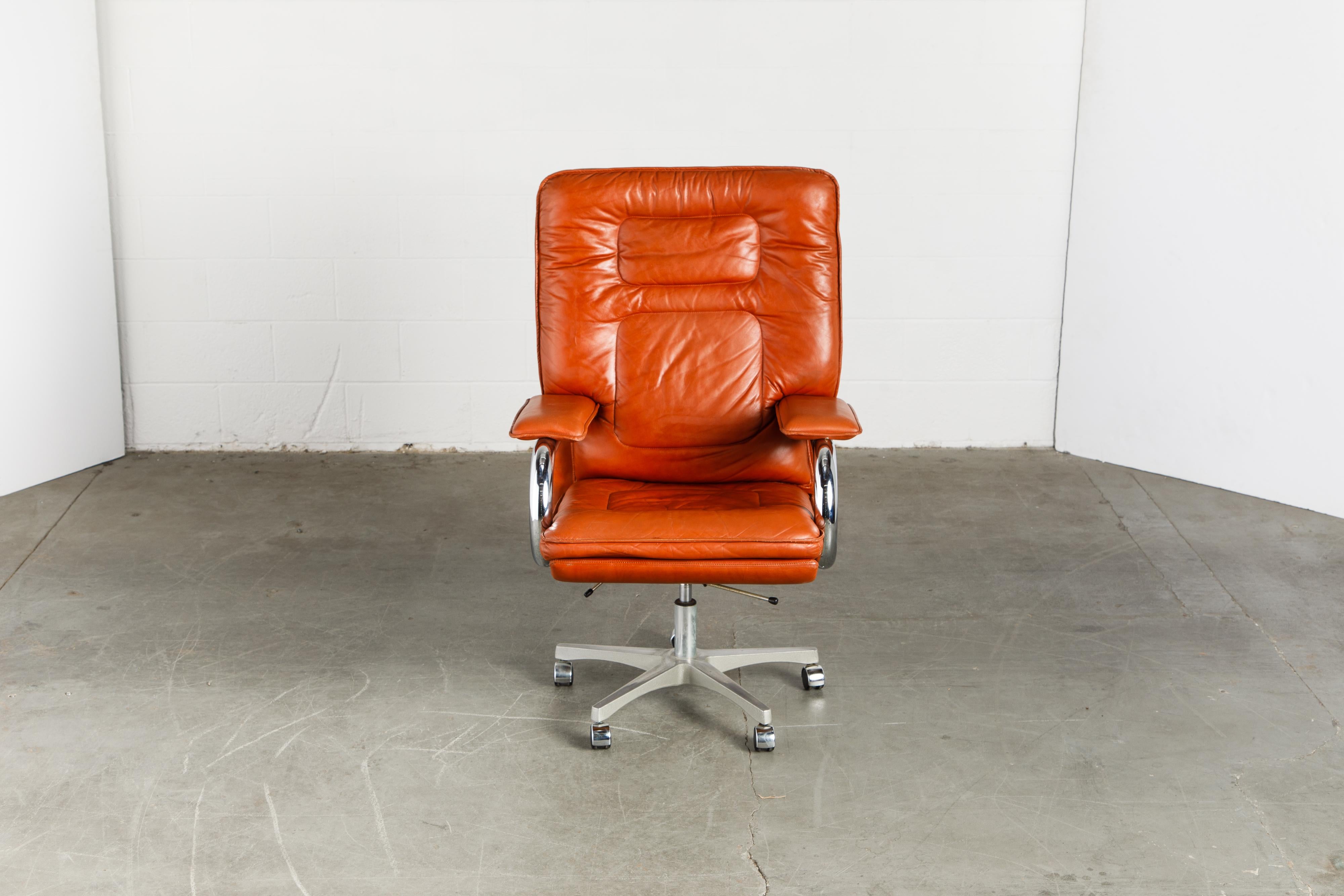 Modern 'Big' Leather Executive Desk Chair by Guido Faleschini for i4Mariani, circa 1979