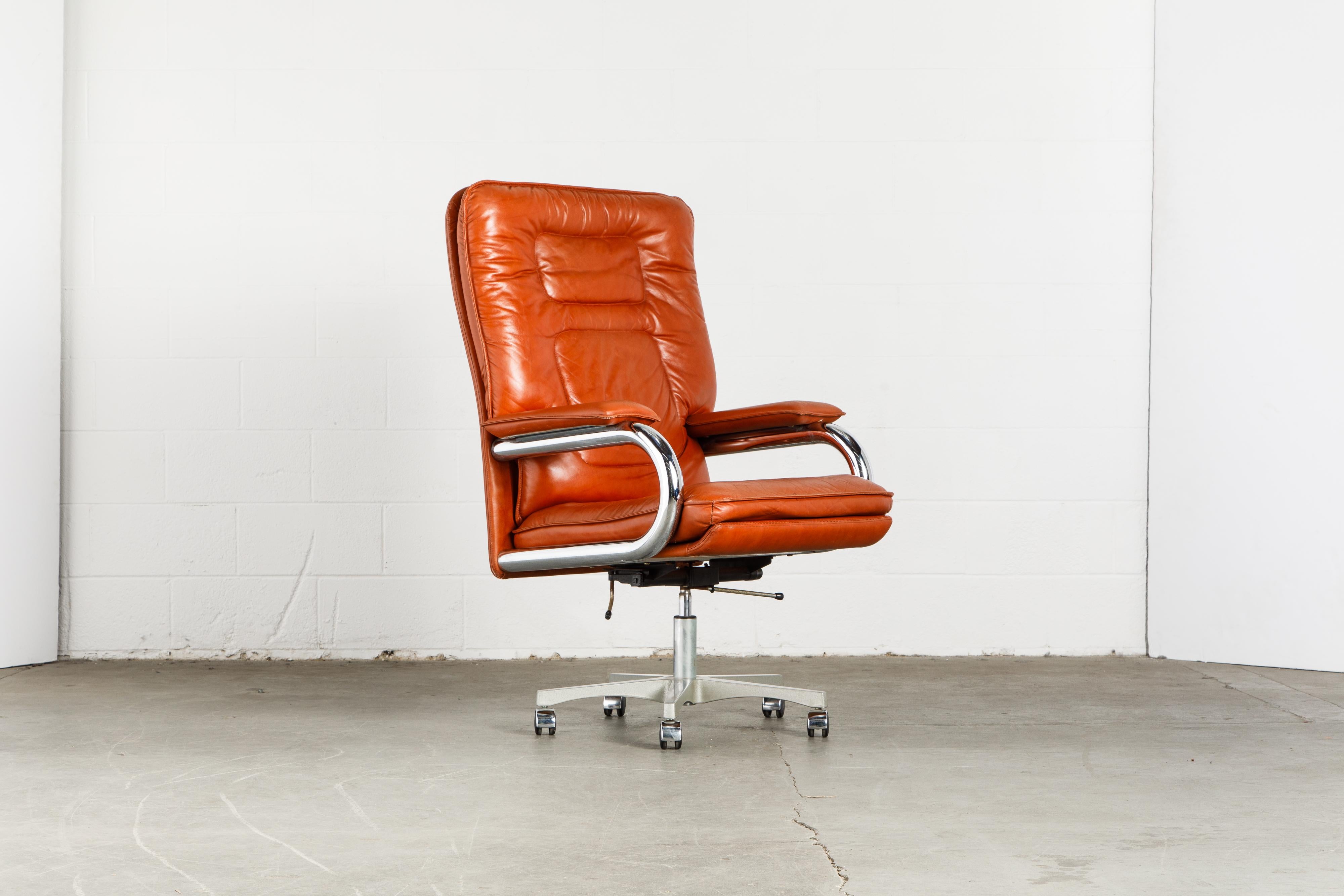 Italian 'Big' Leather Executive Desk Chair by Guido Faleschini for i4Mariani, circa 1979