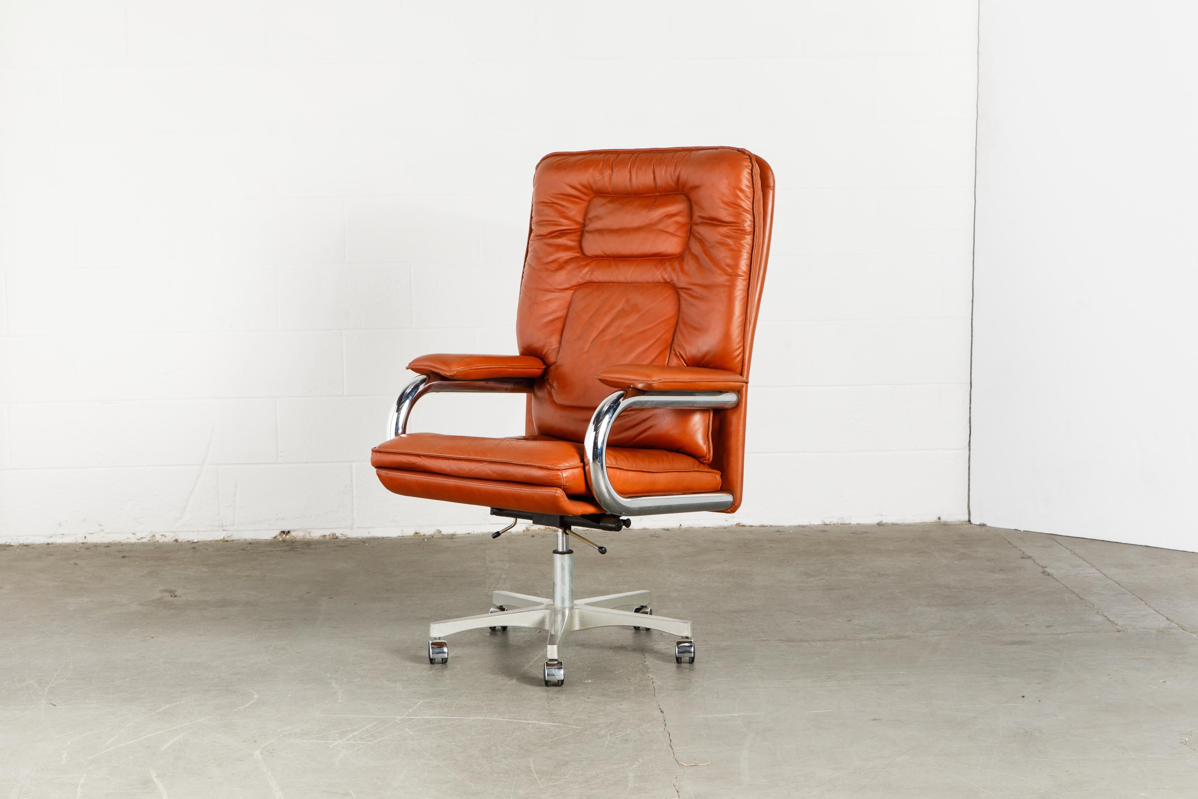 'Big' Leather Executive Desk Chair by Guido Faleschini for i4Mariani, circa 1979 3