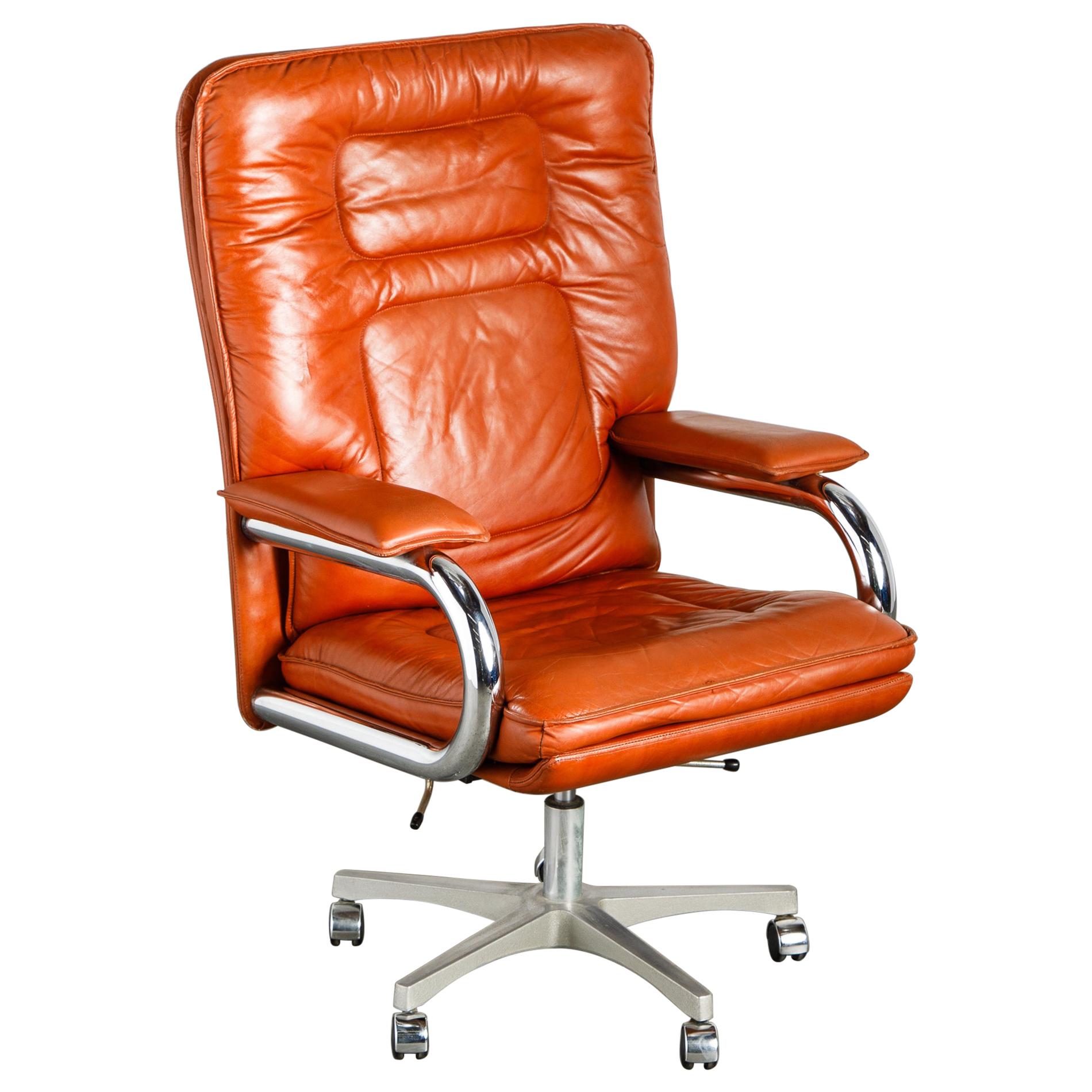 'Big' Leather Executive Desk Chair by Guido Faleschini for i4Mariani, circa 1979