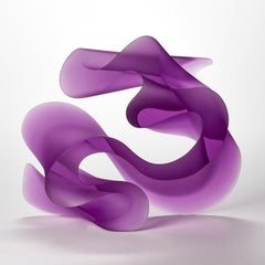 Big Line Fuchsia, a fluid purple cast standing glass artwork by Karin Mørch