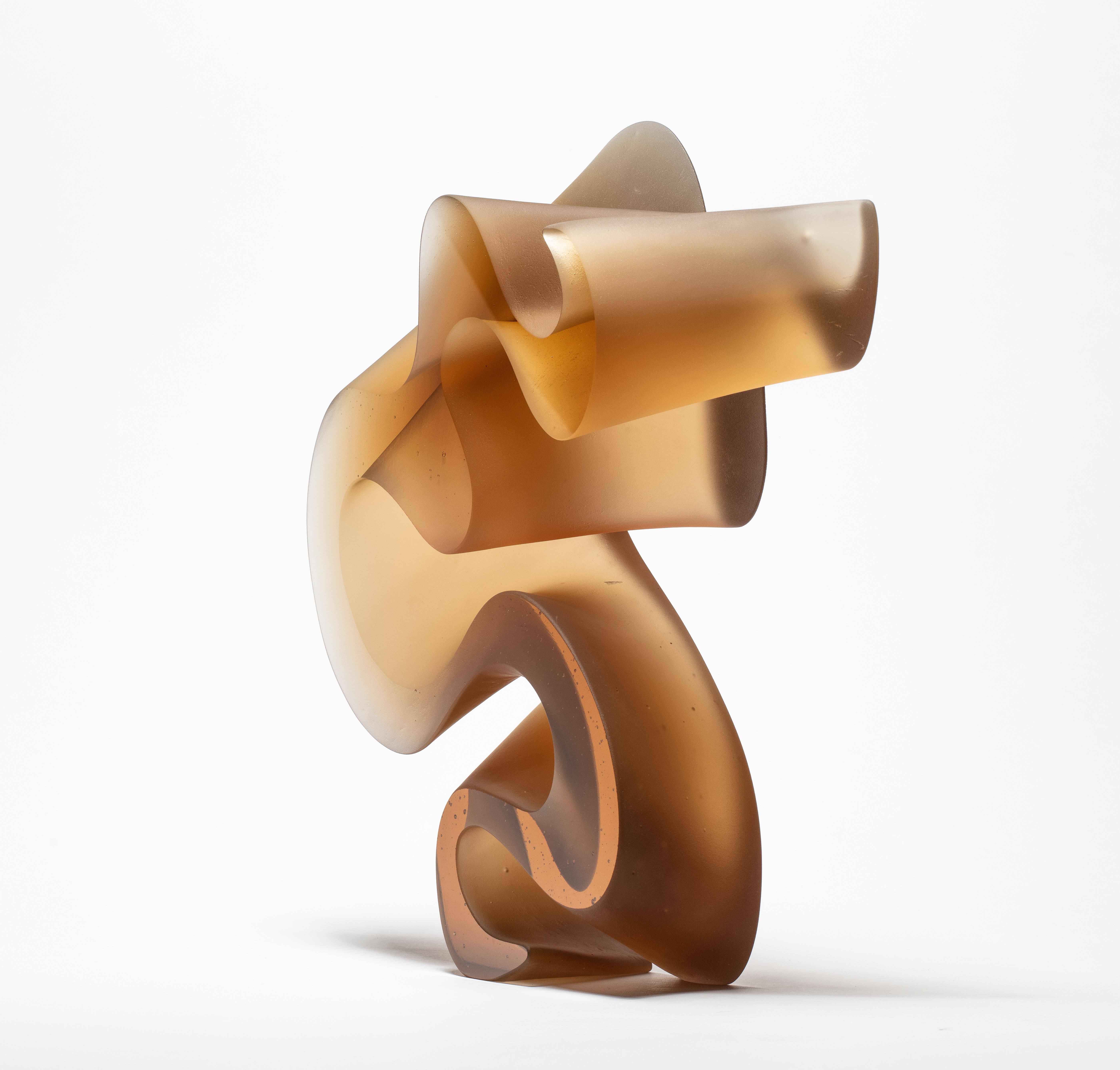 Danish Big Line in Amber, a Unique Amber Cast Glass Sculpture by Karin Mørch
