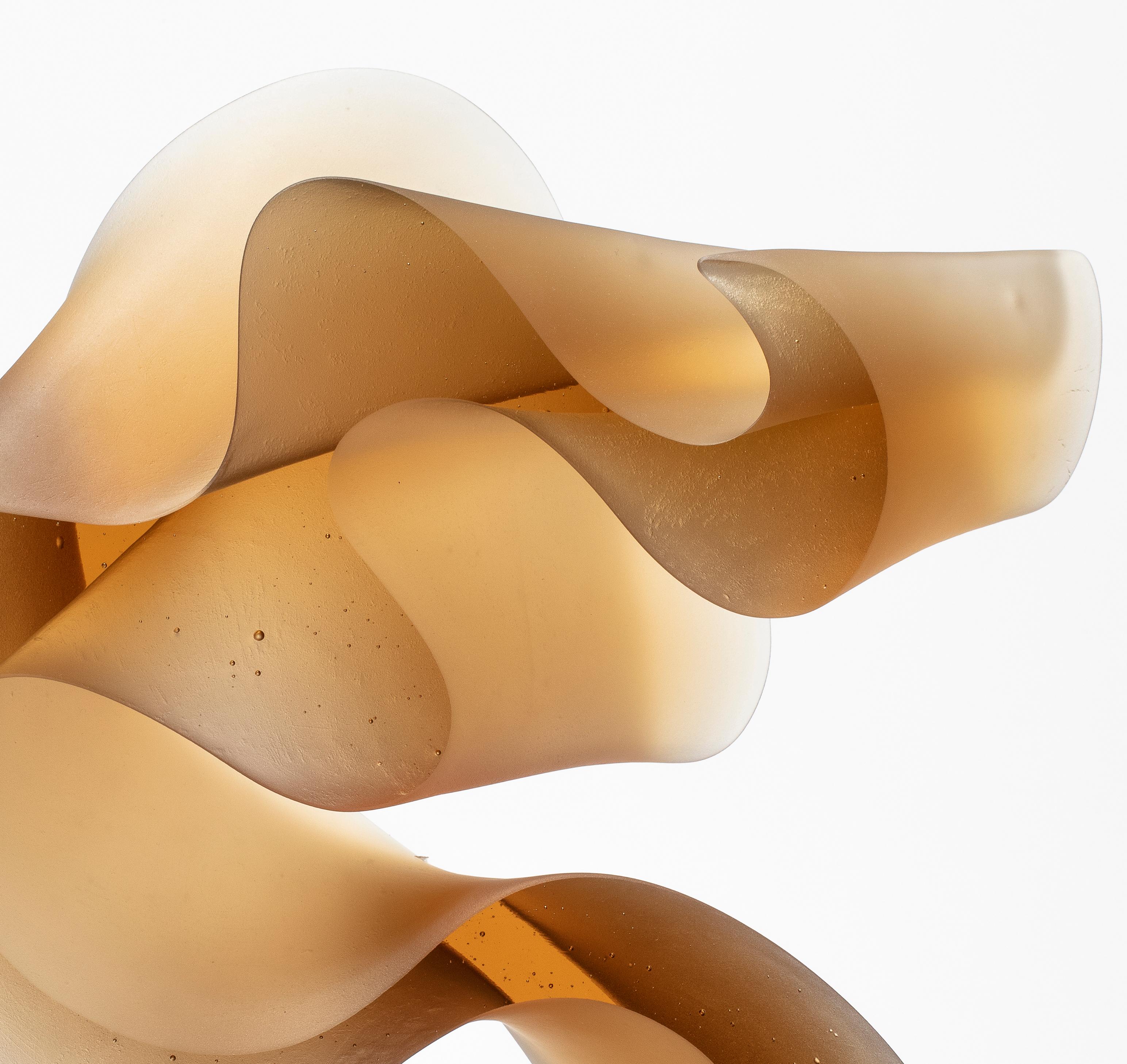 Big Line in Amber, a Unique Amber Cast Glass Sculpture by Karin Mørch In New Condition In London, GB