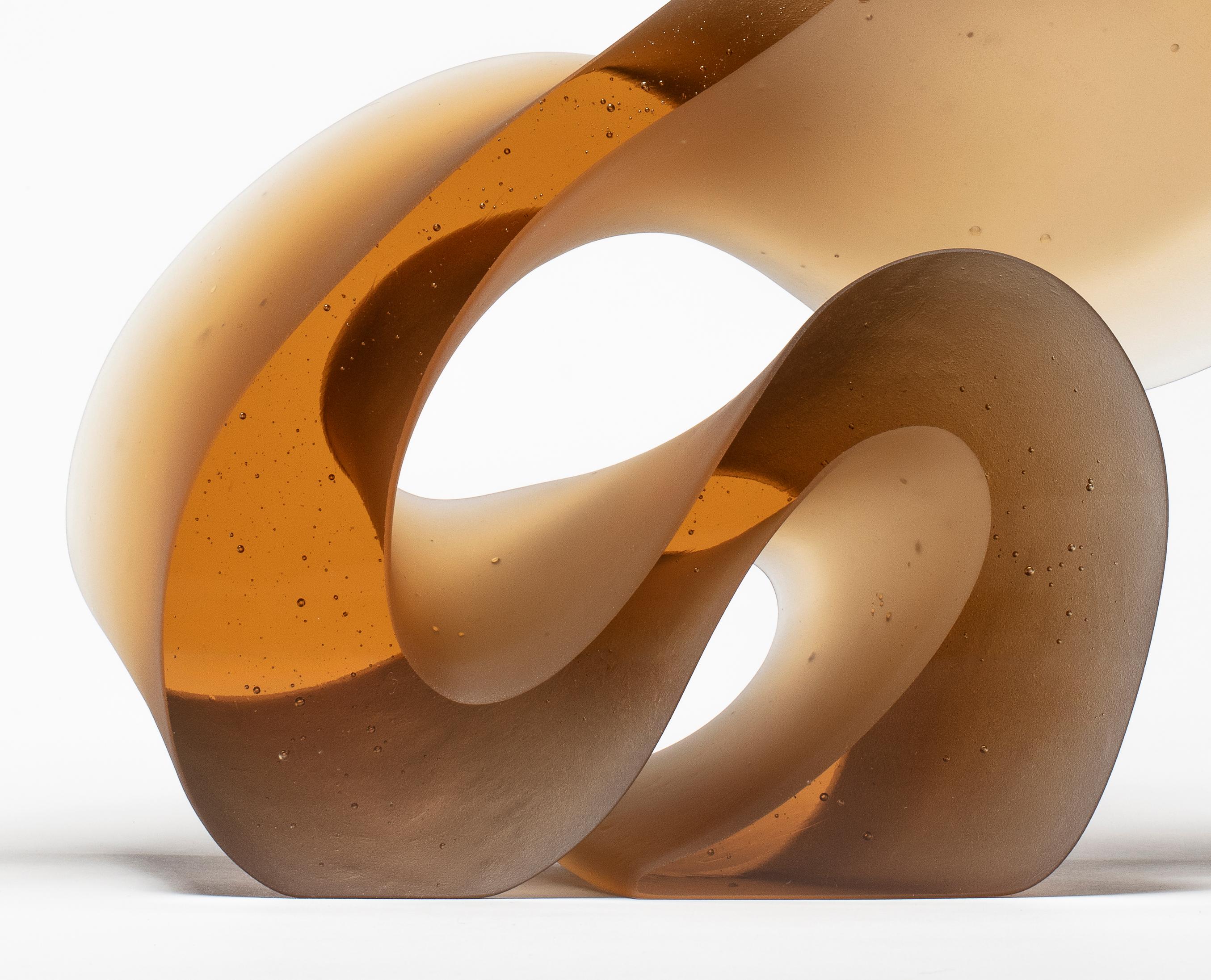 Contemporary Big Line in Amber, a Unique Amber Cast Glass Sculpture by Karin Mørch