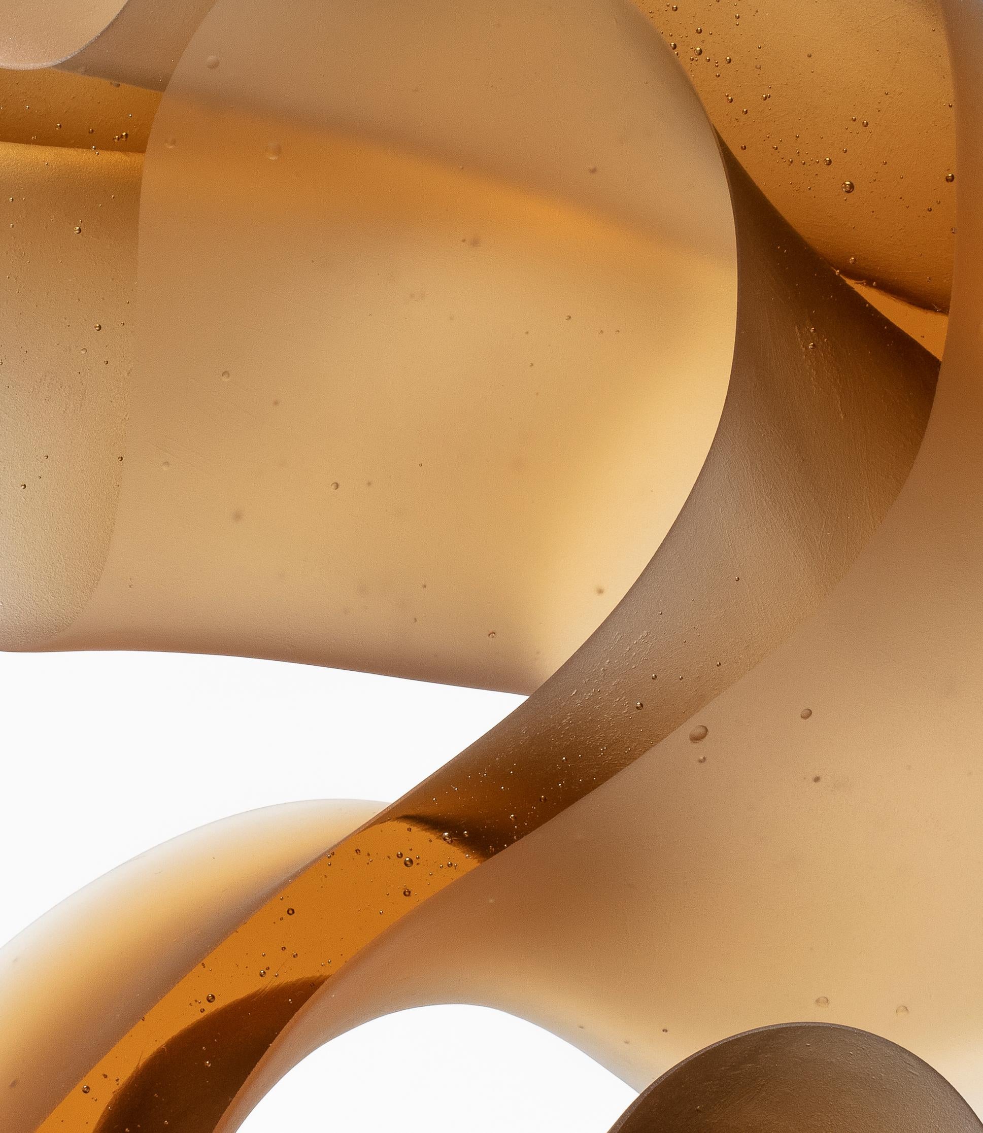 Big Line in Amber, a Unique Amber Cast Glass Sculpture by Karin Mørch 1