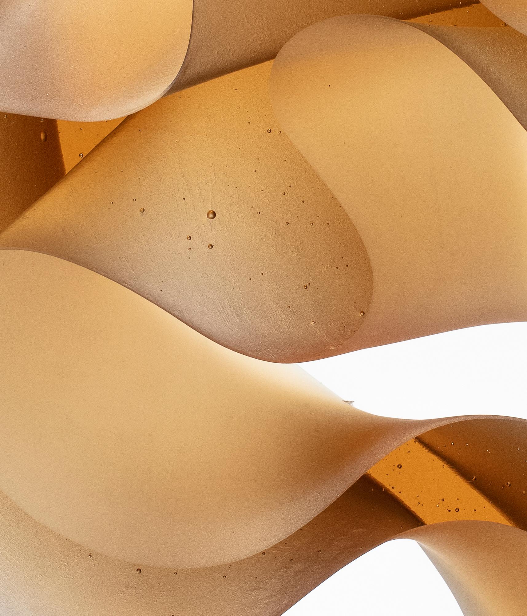 Big Line in Amber, a Unique Amber Cast Glass Sculpture by Karin Mørch 2