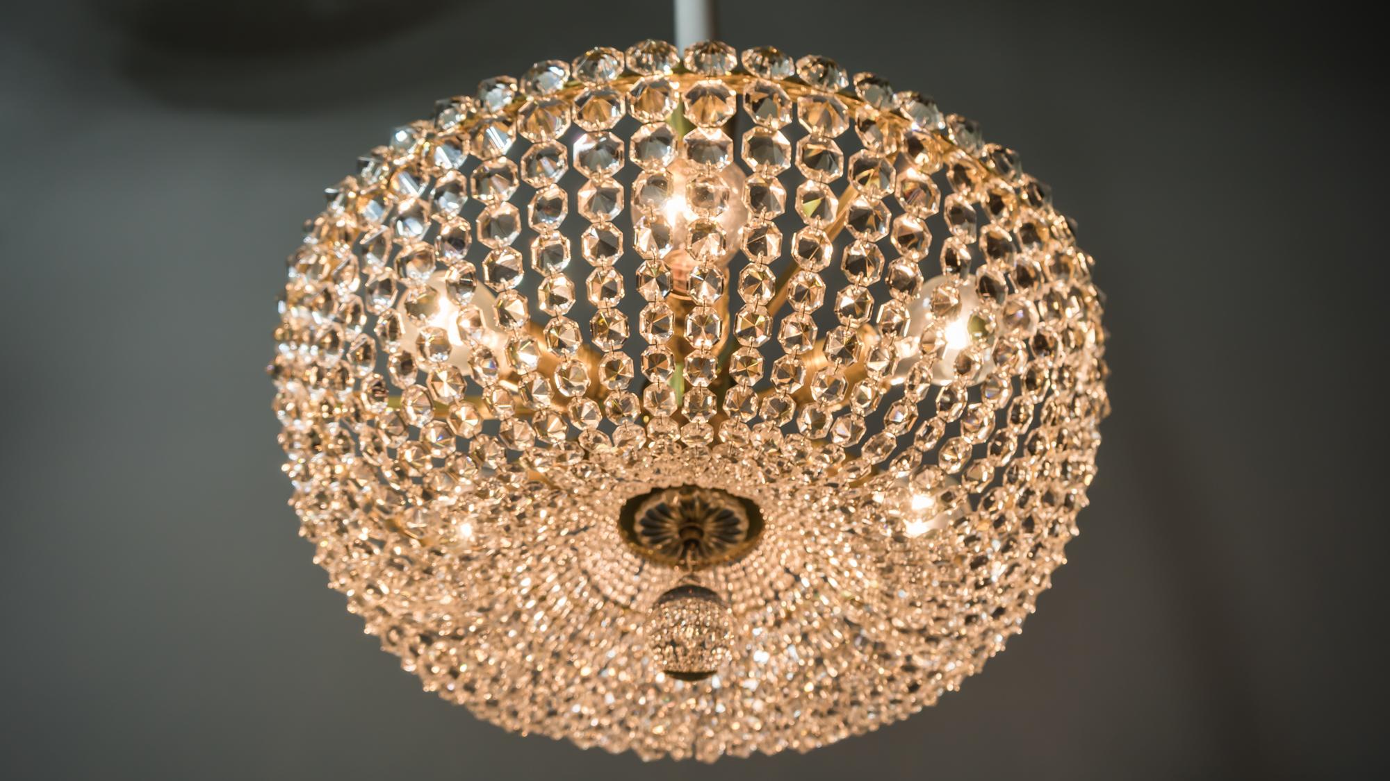 Big Lobmeyr Crystal Chandelier, 1950s 'Marked' 13