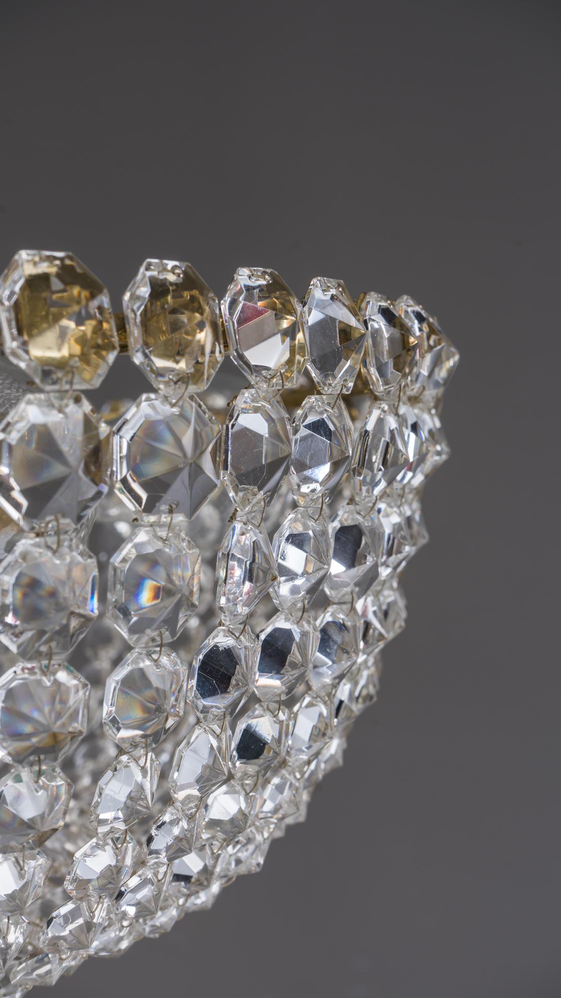 Austrian Big Lobmeyr Crystal Chandelier, 1950s 'Marked'