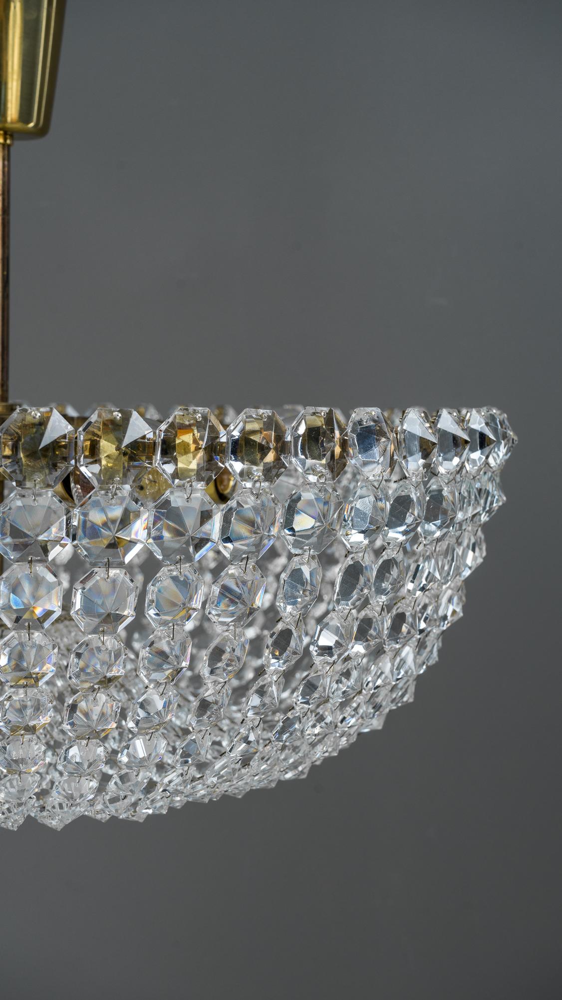 Big Lobmeyr Crystal Chandelier, 1950s 'Marked' In Good Condition In Wien, AT