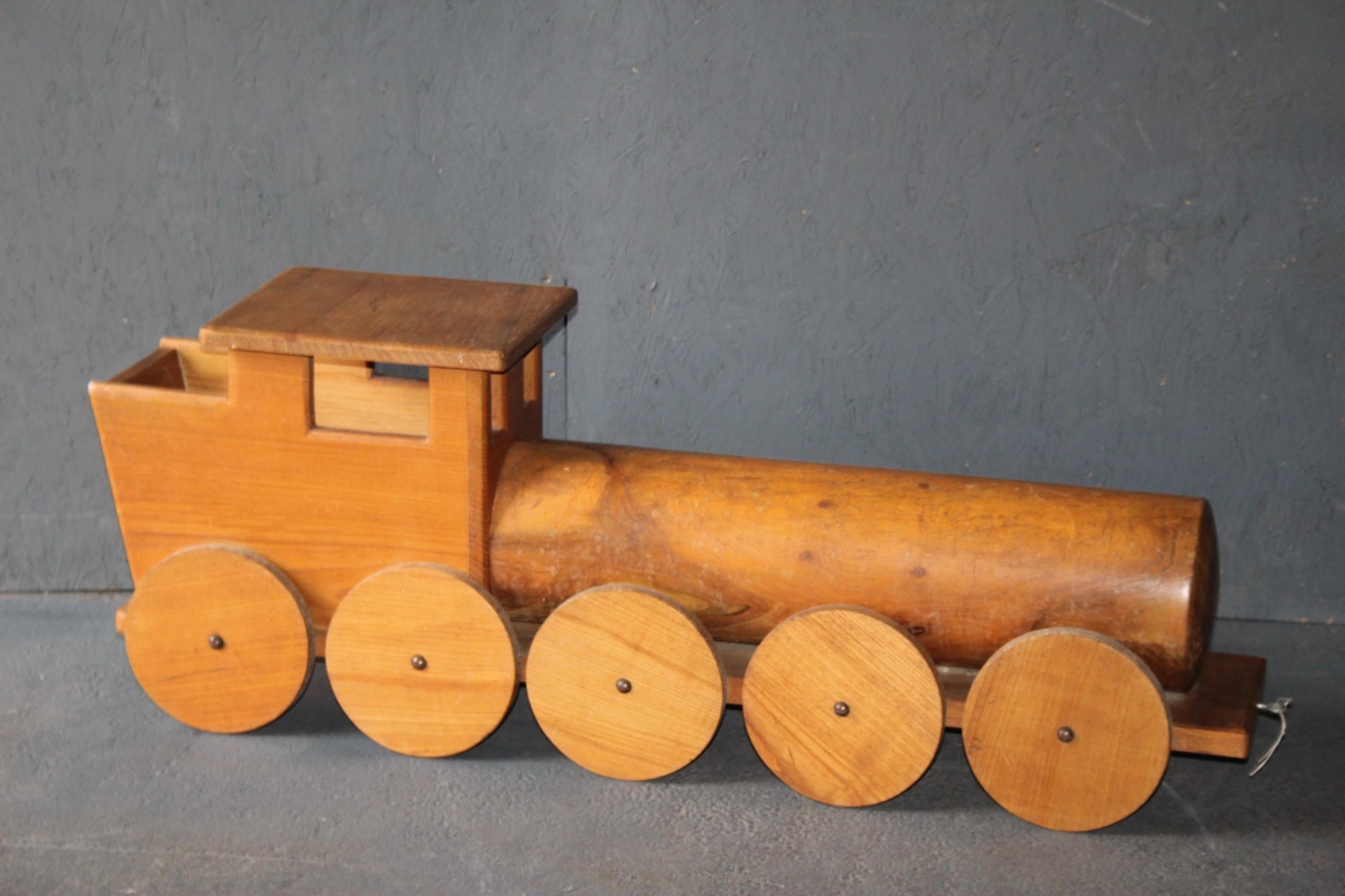 Late 20th Century Big locomotive toy with solid wood For Sale