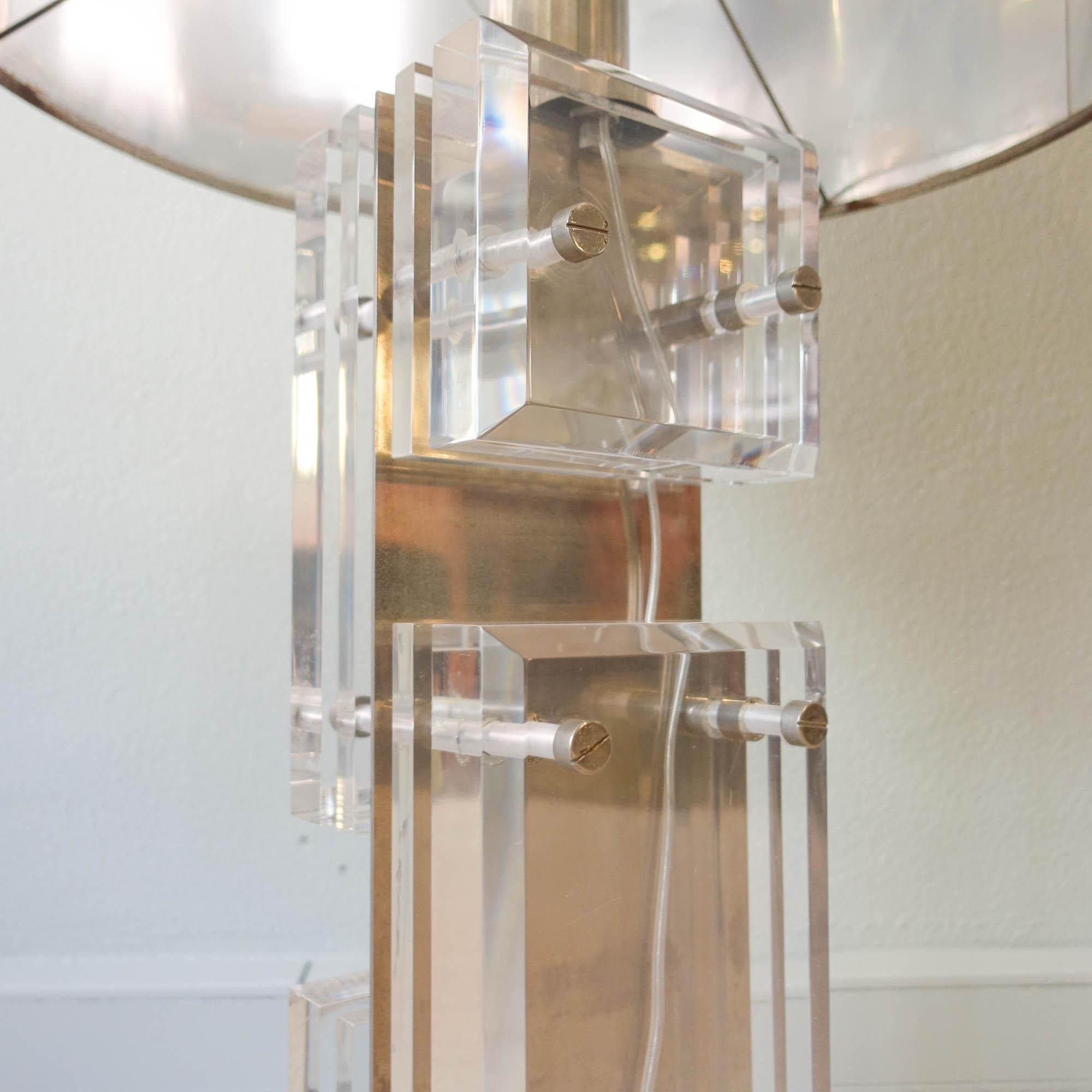 Big Lucite and Polished Aluminum Table / Floor Lamp by Willy Rizzo for Noel B.C 2