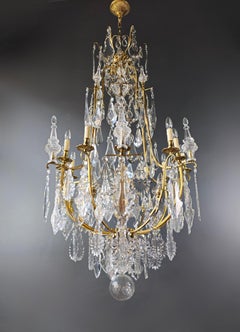 Big Lustre A Cage Antique Chandelier Crystal Brass