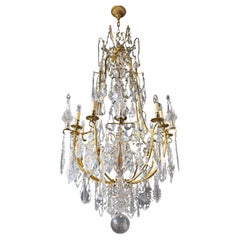 Big Lustre A Cage Used Chandelier Crystal Brass 