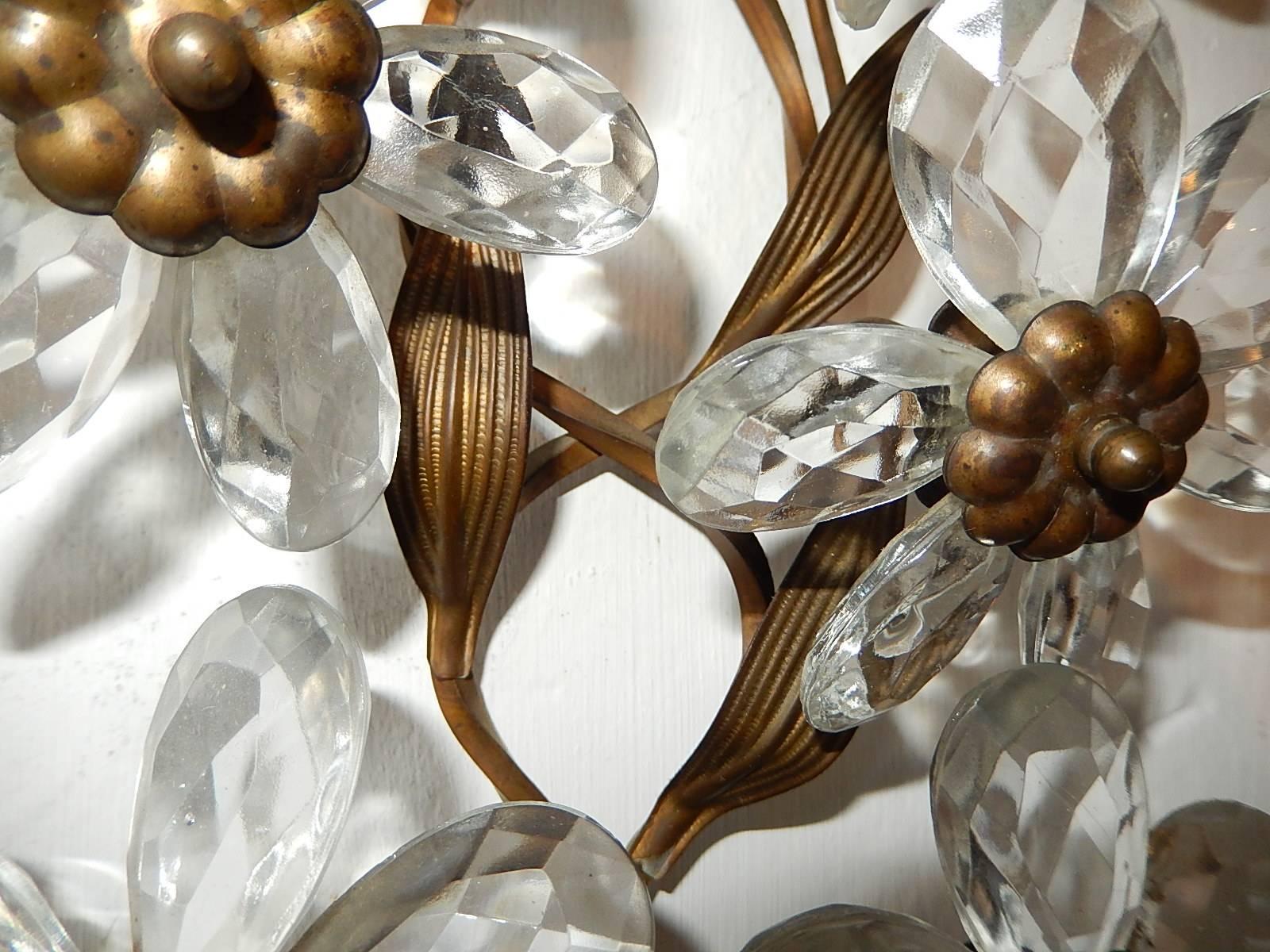 Big Maison Bagues Style Crystal Flower Bronze Sconces 5