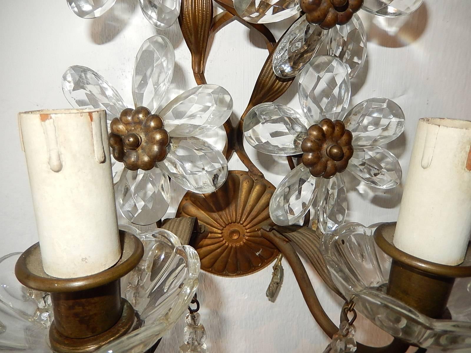 Brass Big Maison Bagues Style Crystal Flower Bronze Sconces