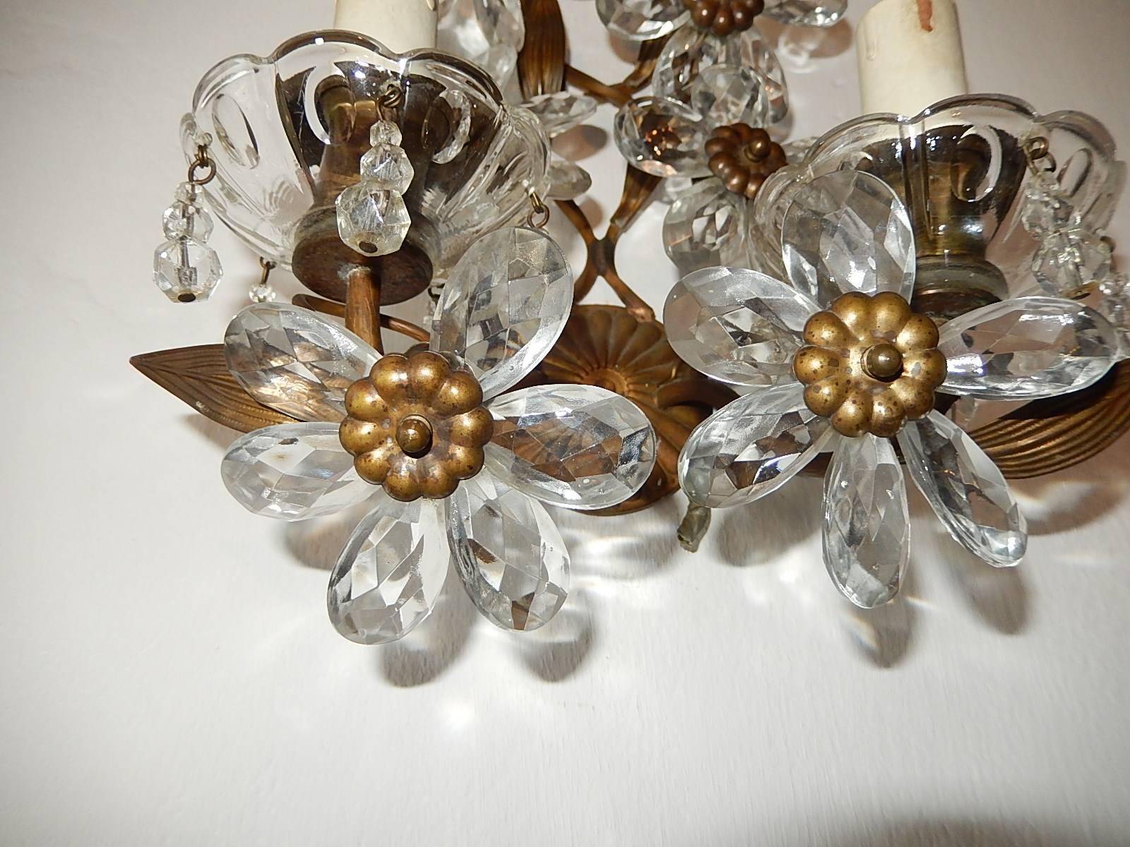 Big Maison Bagues Style Crystal Flower Bronze Sconces 1