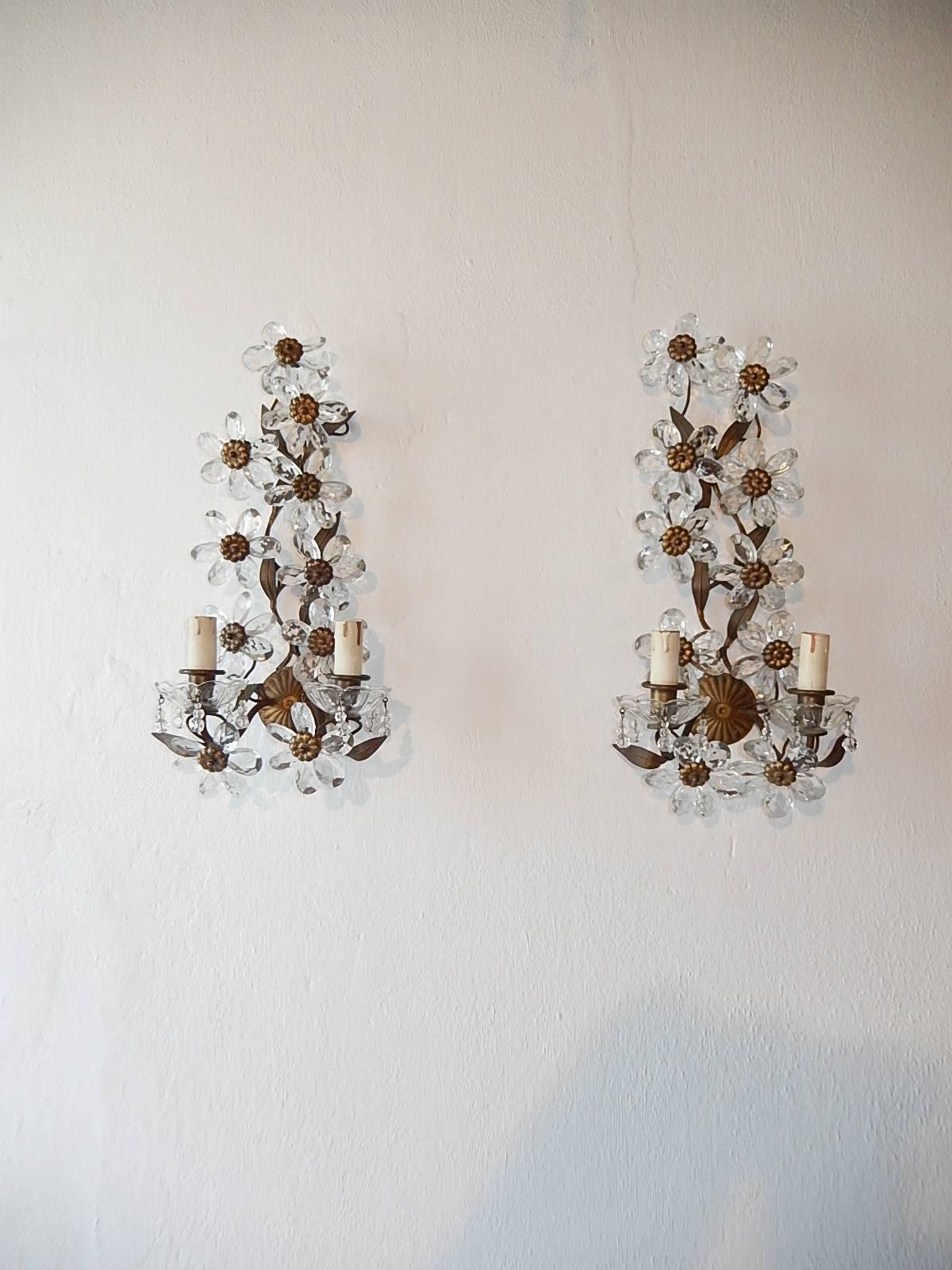 Big Maison Bagues Style Crystal Flower Bronze Sconces 3