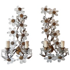 Big Maison Bagues Style Crystal Flower Bronze Sconces Big Maison Bagues Style Crystal Flower Bronze Sconces
