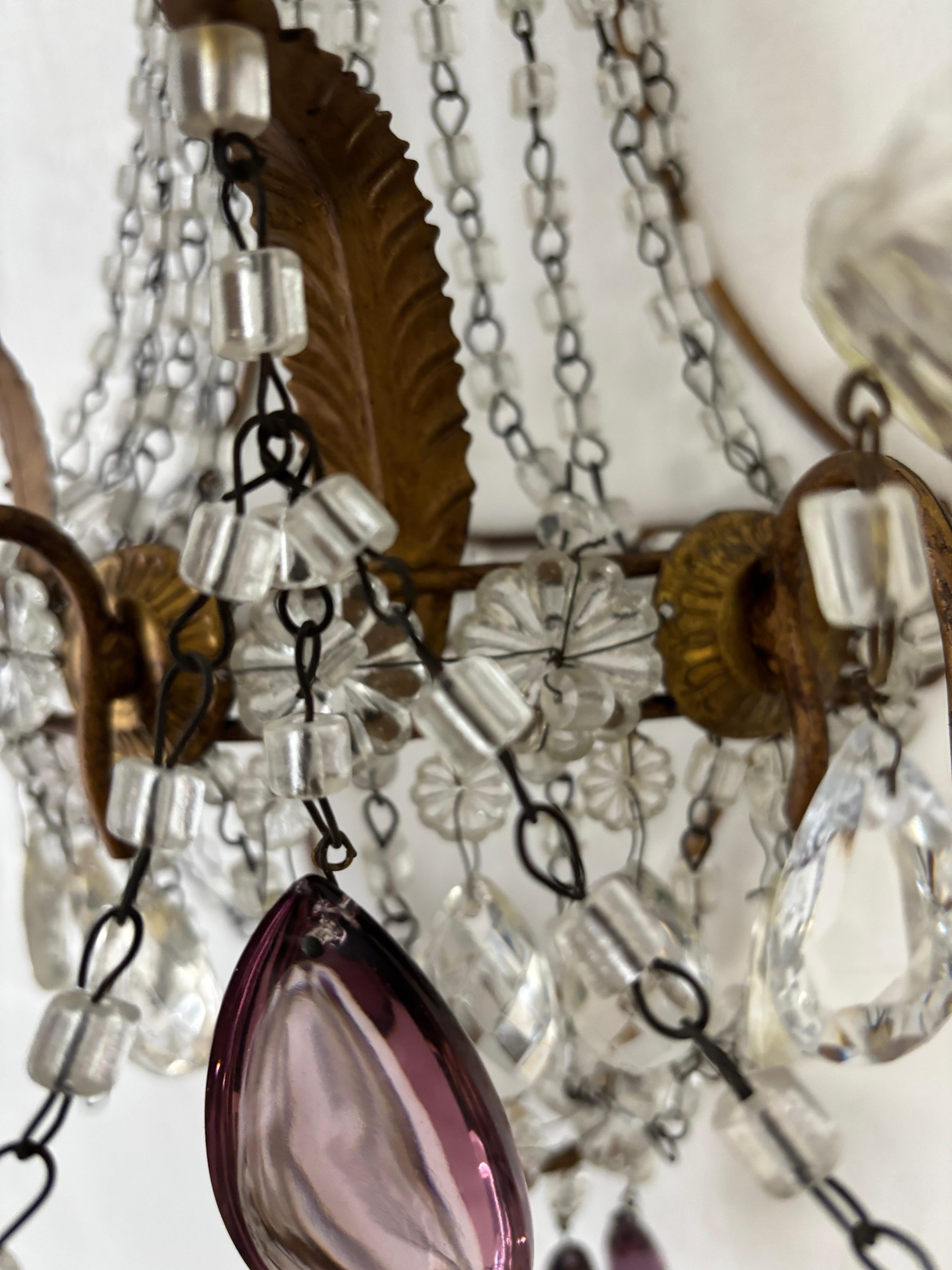 Grandi lampade a gocce di Murano in stile Maison Bagues francese, ametista, 1920 ca. in vendita 1