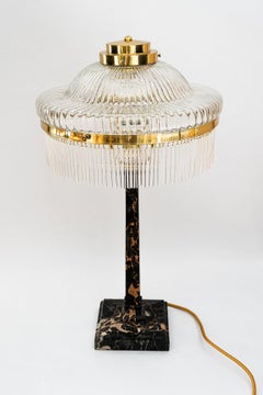 Big Marble table lamp with glass shade vienna around 1920s