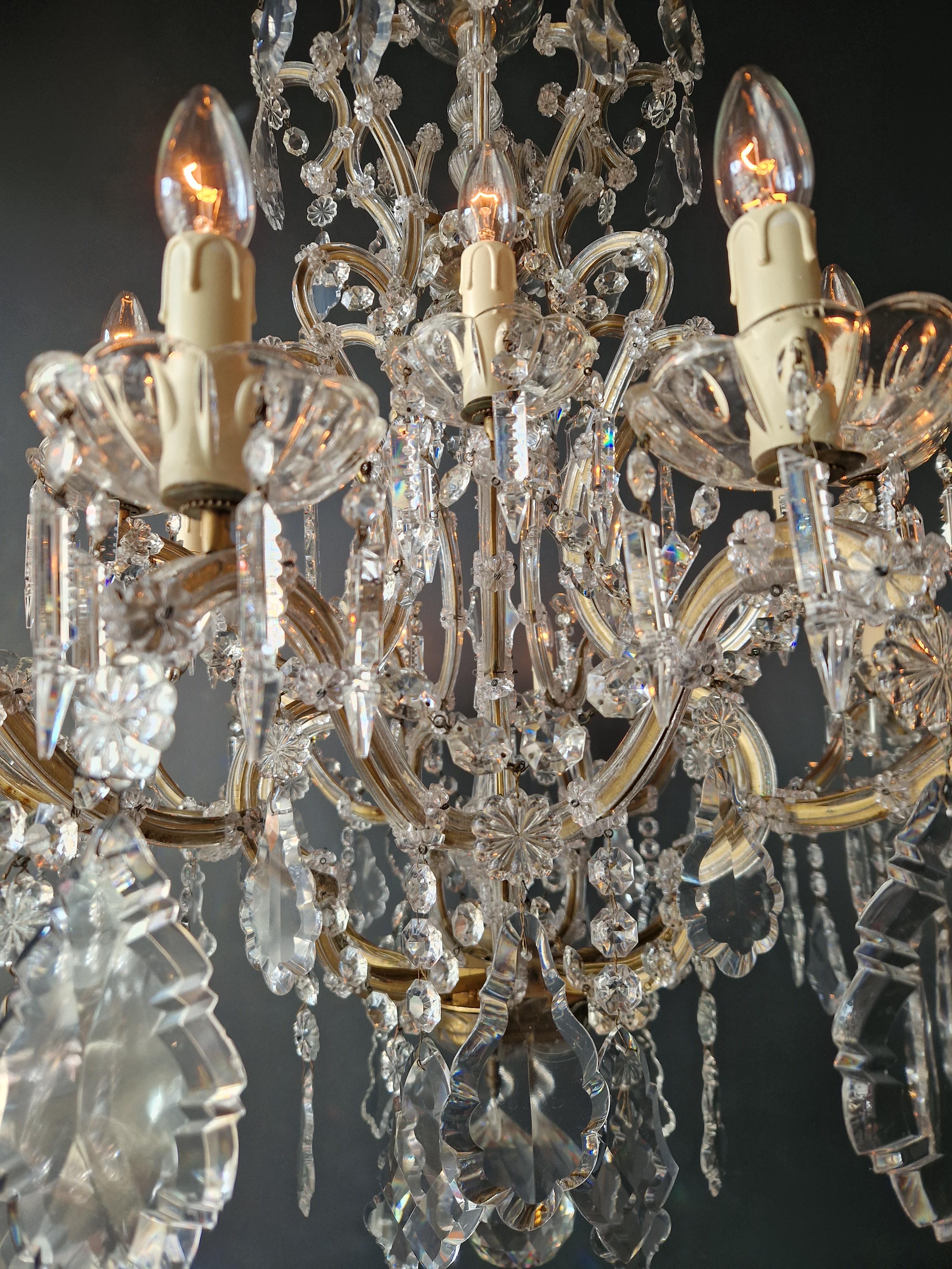 Mid-20th Century Big Maria Theresa Crystal Chandelier Antique Classic Clear Glass For Sale