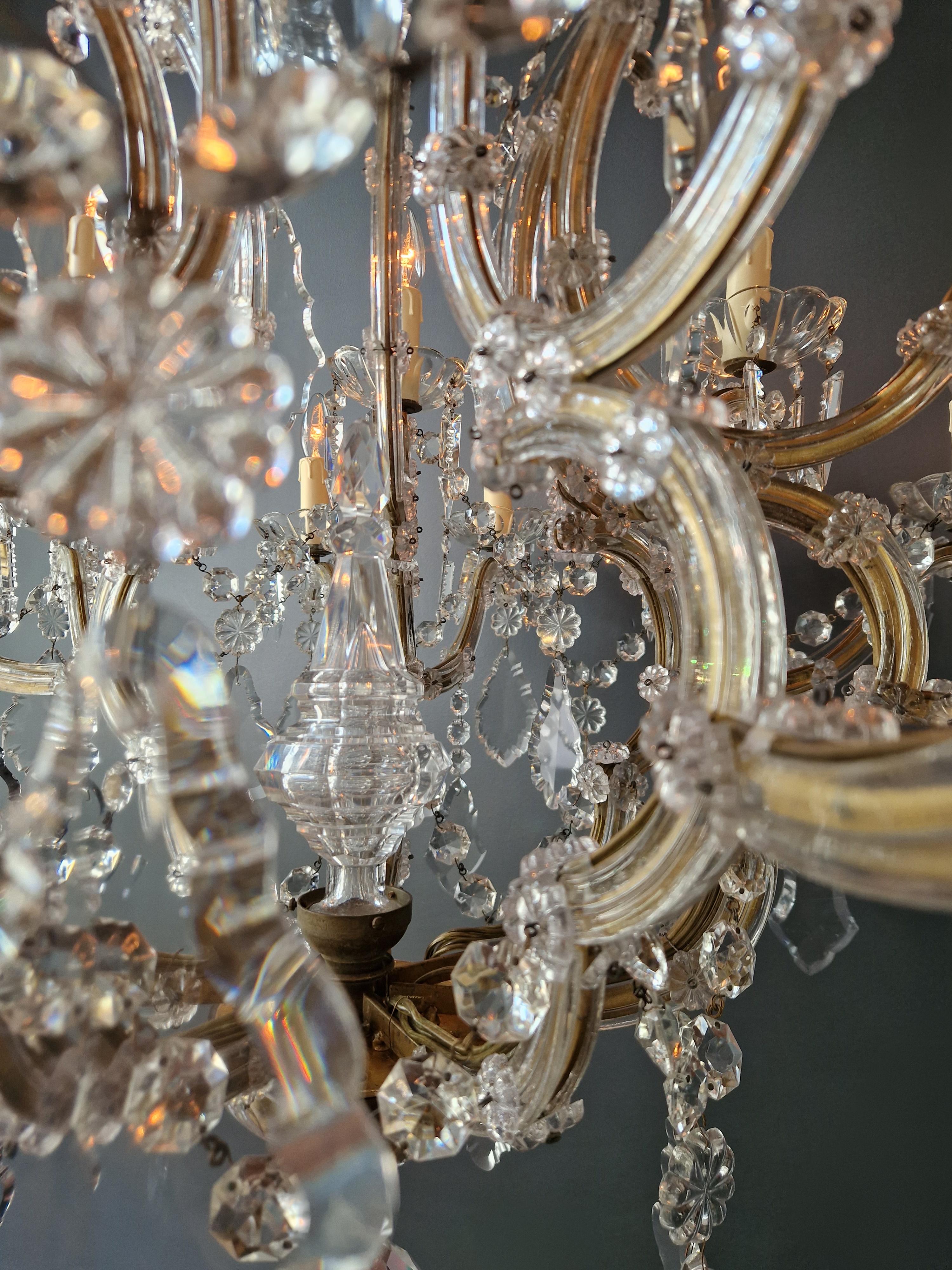 Brass Big Maria Theresa Crystal Chandelier Antique Classic Clear Glass For Sale