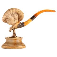 Big Meershaum Pipe Depicting a Woman’s Head with a Hat, Vienna 1880