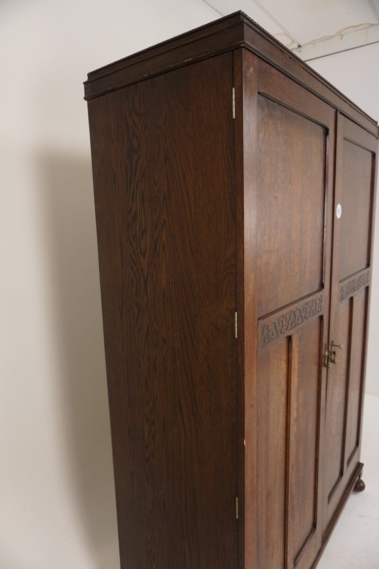 Big Metamorphic Gentleman's Tiger Oak Armoire, Compactum, Scotland 1930