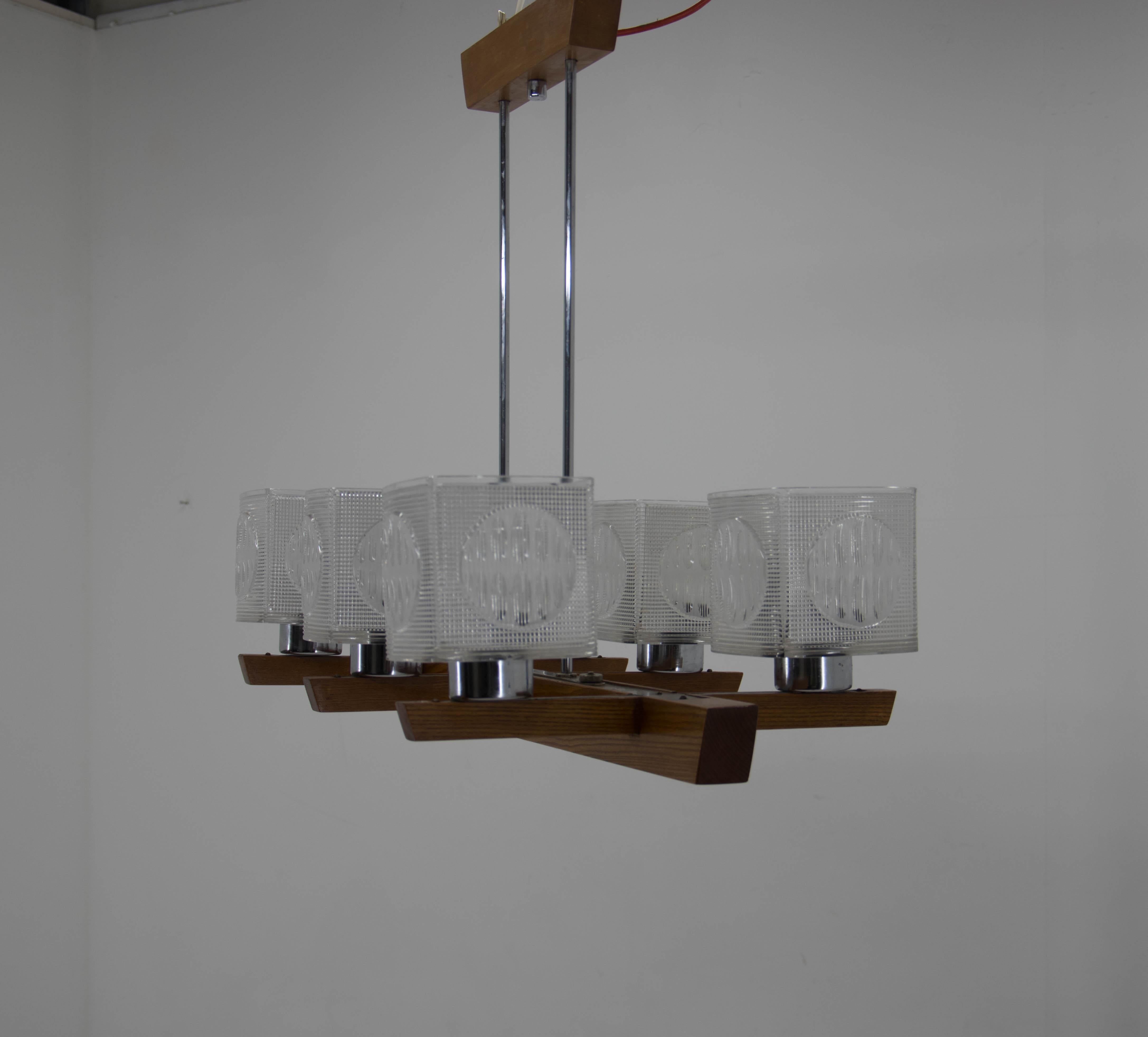 Late 20th Century Big Mid-Century Chandelier by Instala Decin, 1970s For Sale