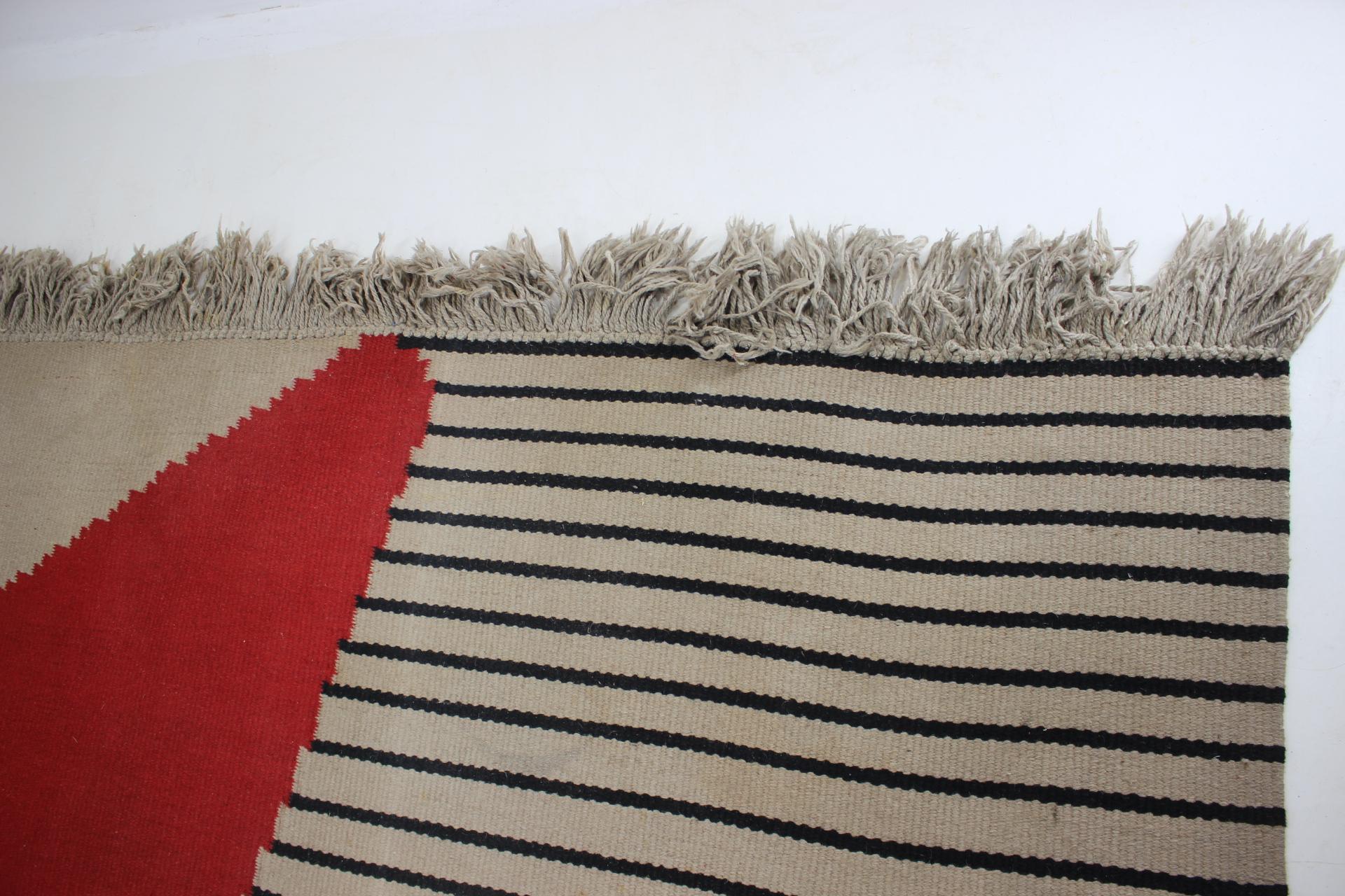 Mid-20th Century Big Midcentury Kilim Abstract Wool Design Geometric Rug / Carpet, 1960s For Sale