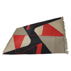 Big Midcentury Kilim Abstract Wool Design Geometric Rug / Carpet, 1960s