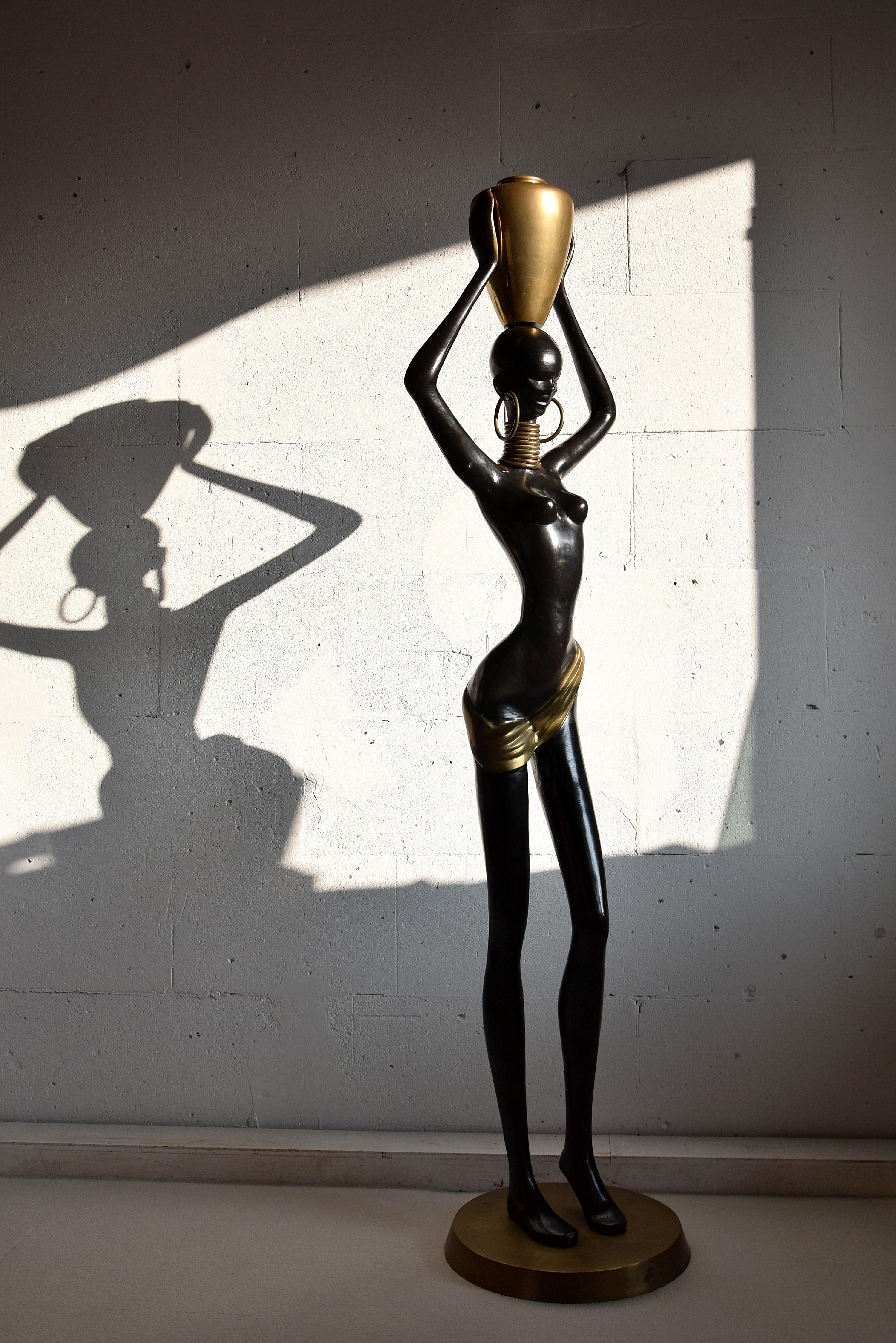 Stunning XXL Mid-Century Modern Brass and Copper Statue For Sale 4