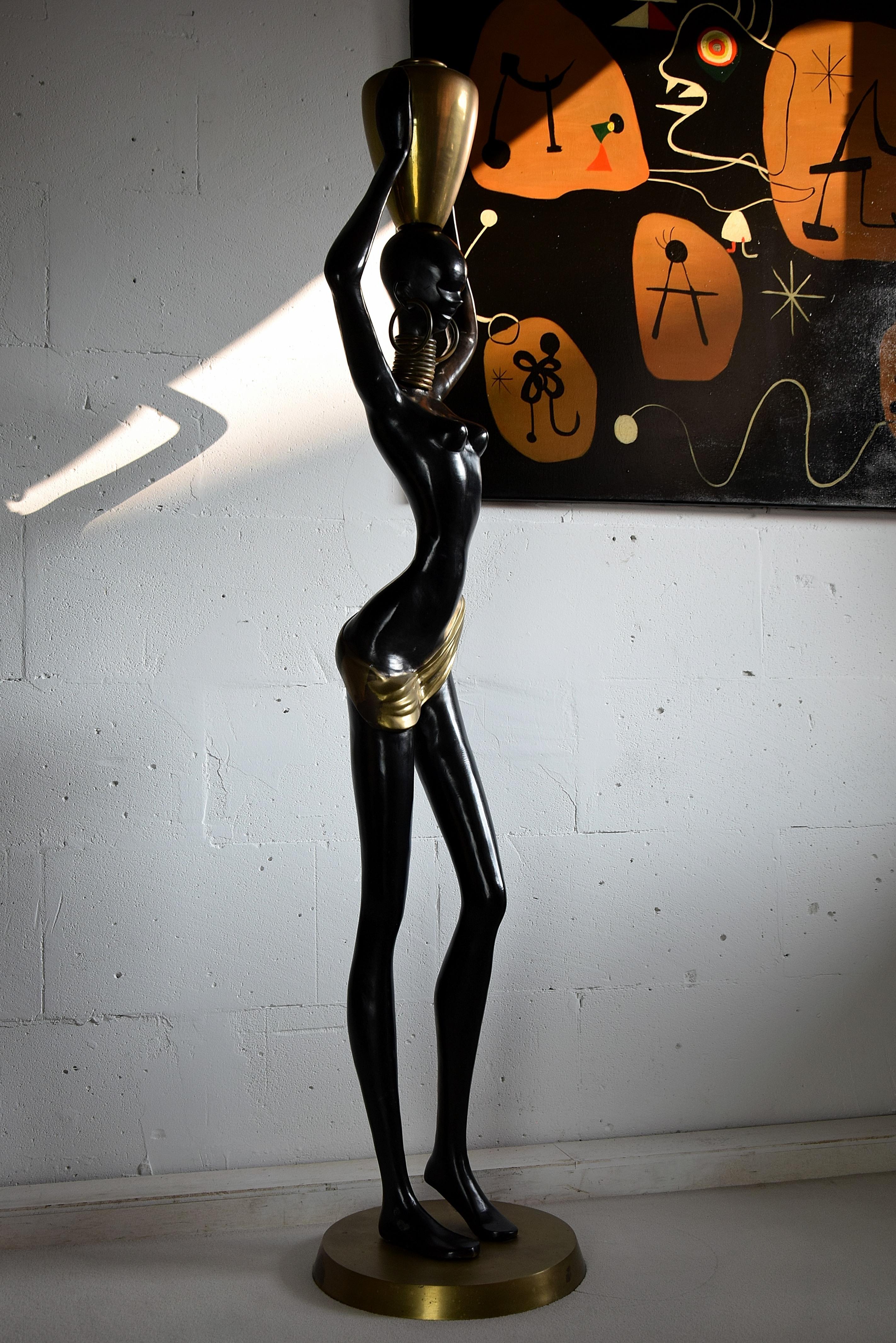 Stunning XXL Mid-Century Modern Brass and Copper Statue For Sale 7