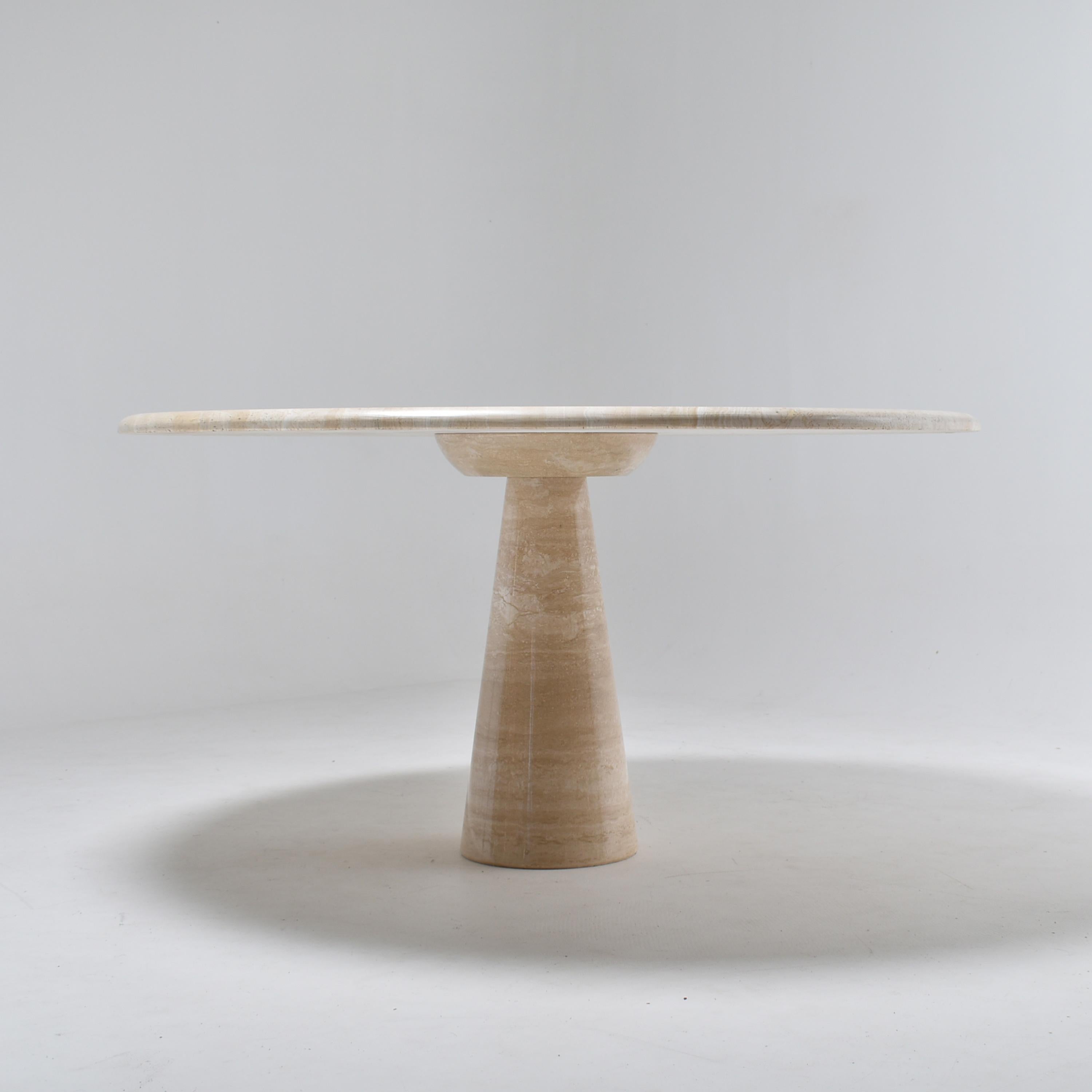 round travertine dining table