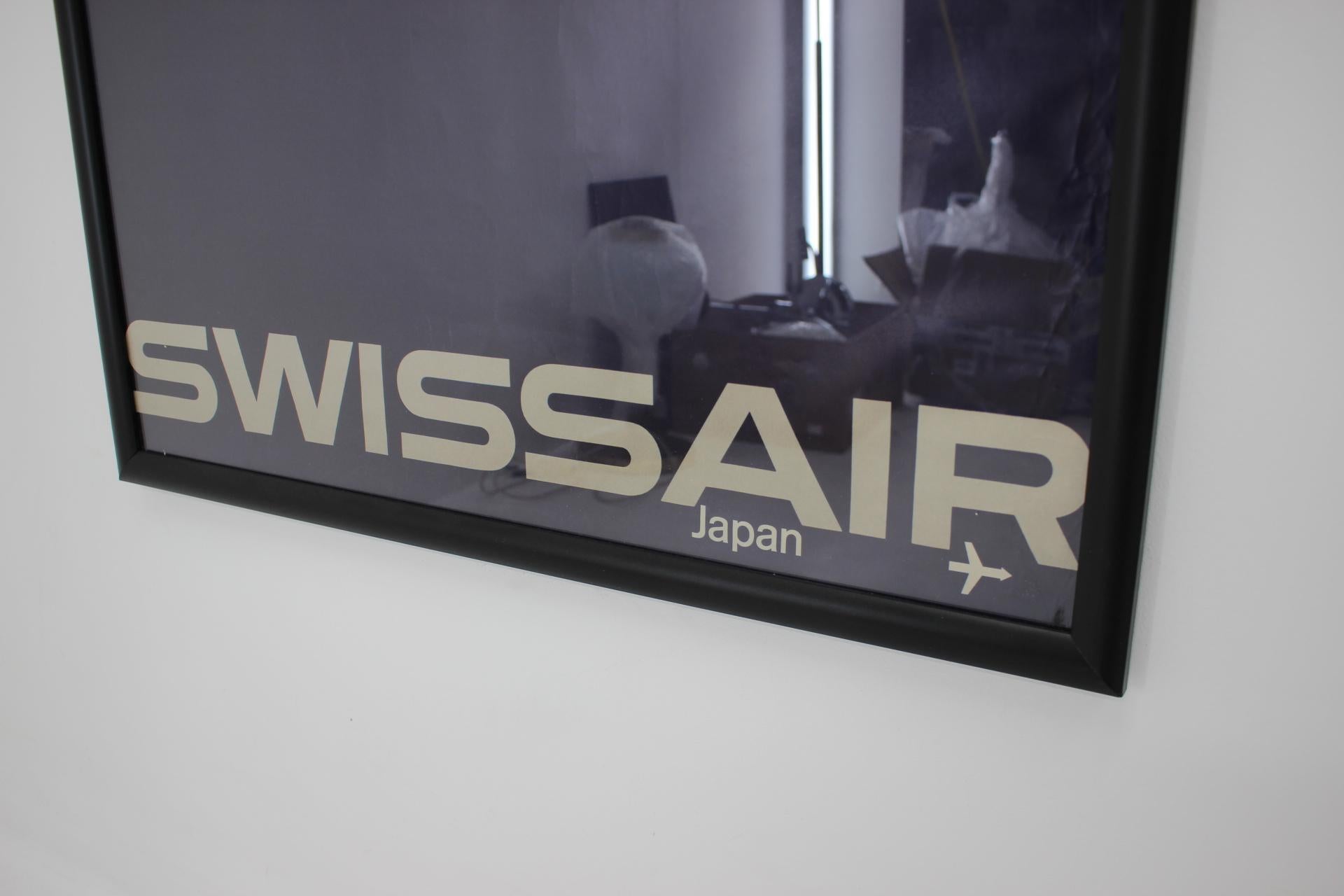 Big Mid-Century Original Travel Poster, Swissair Japan by Manfred Bingler, 1964 In Good Condition For Sale In Praha, CZ