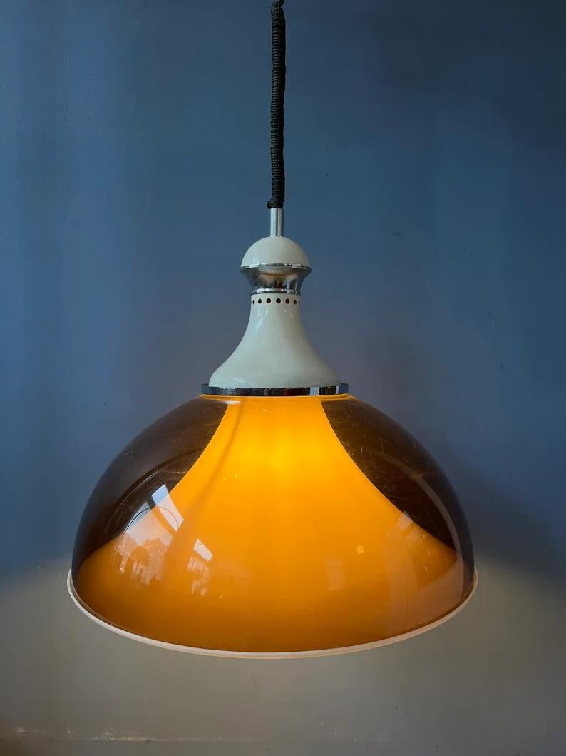 Big Mid Century Stilux Milano Space Age Pendant Lamp, 1970s In Excellent Condition For Sale In ROTTERDAM, ZH
