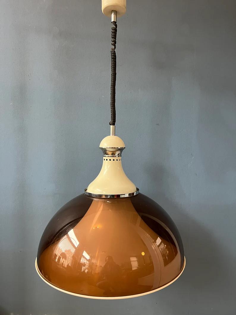 Metal Big Mid Century Stilux Milano Space Age Pendant Lamp, 1970s For Sale