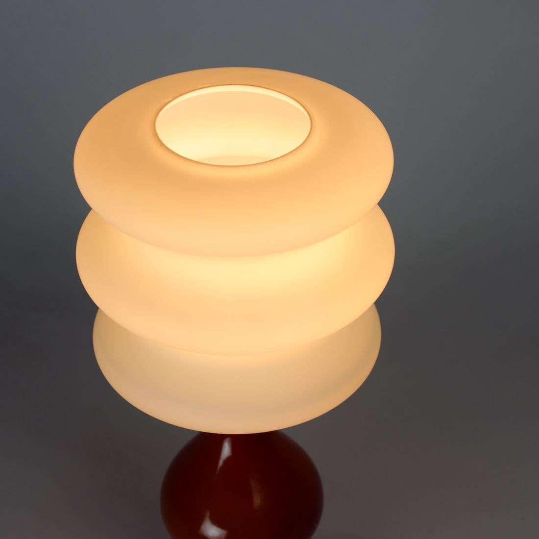 Big Mid Century Table Lamp in Ceramic & Glass, Poland 1960s 4