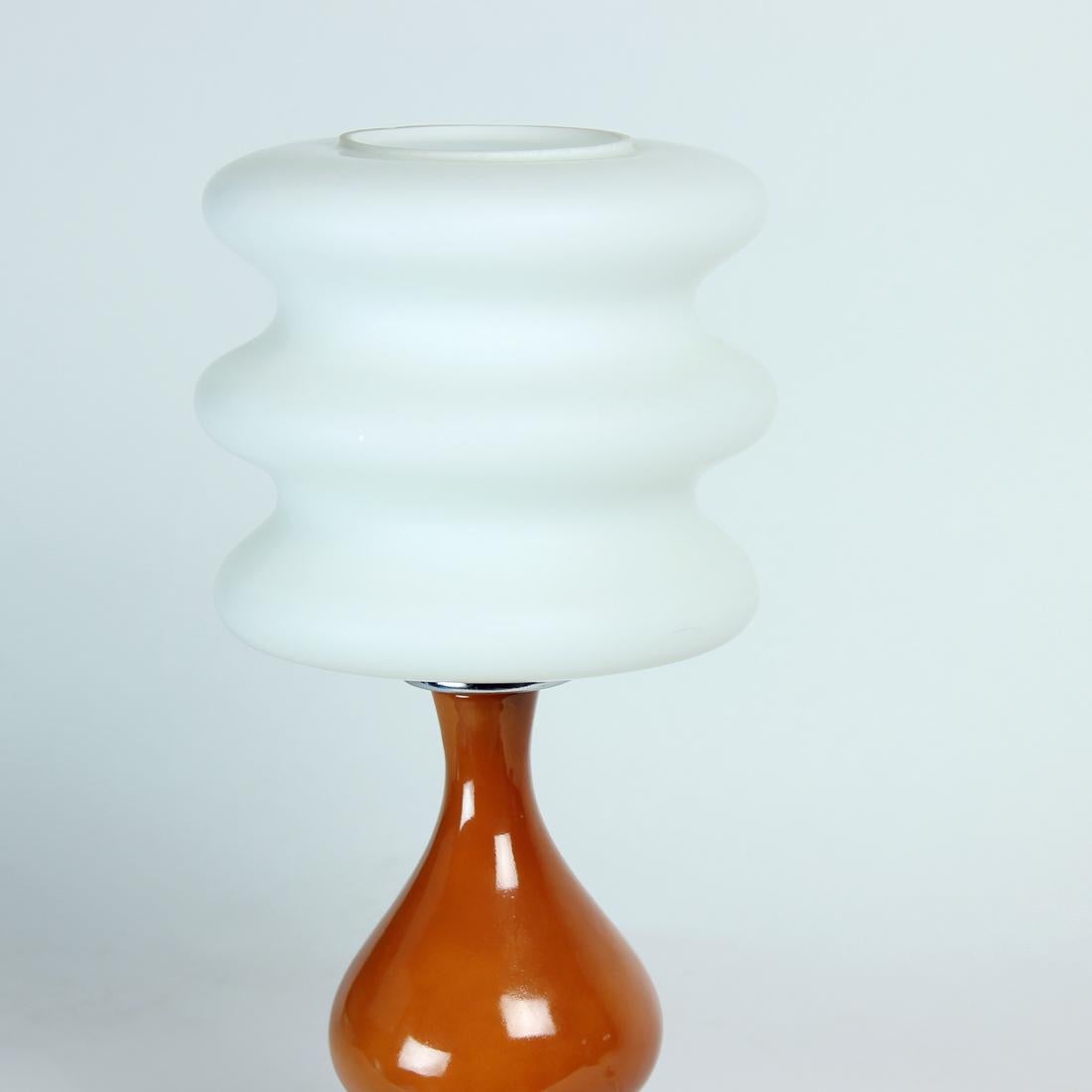 Mid-Century Modern Big Mid Century Table Lamp in Ceramic & Glass, Poland 1960s