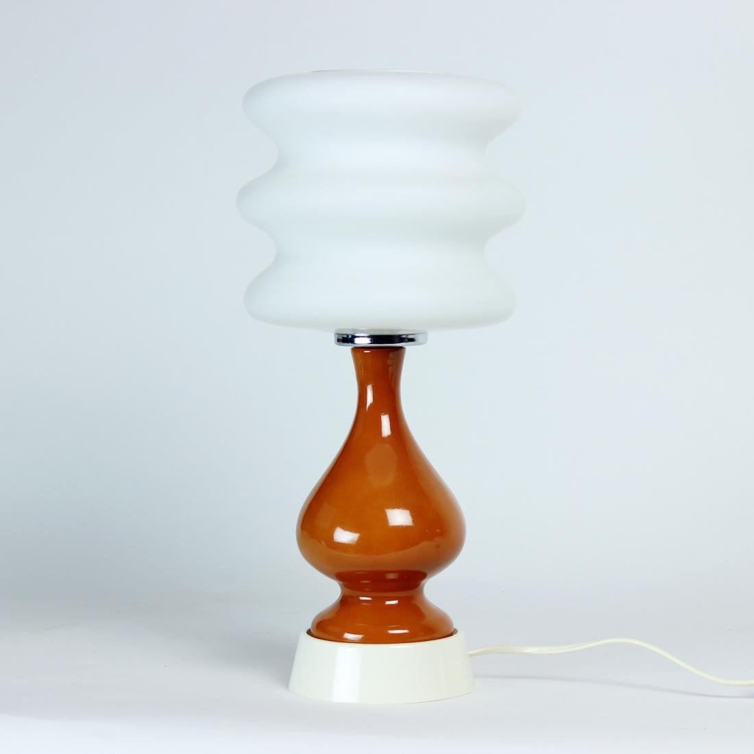 Polish Big Mid Century Table Lamp in Ceramic & Glass, Poland 1960s