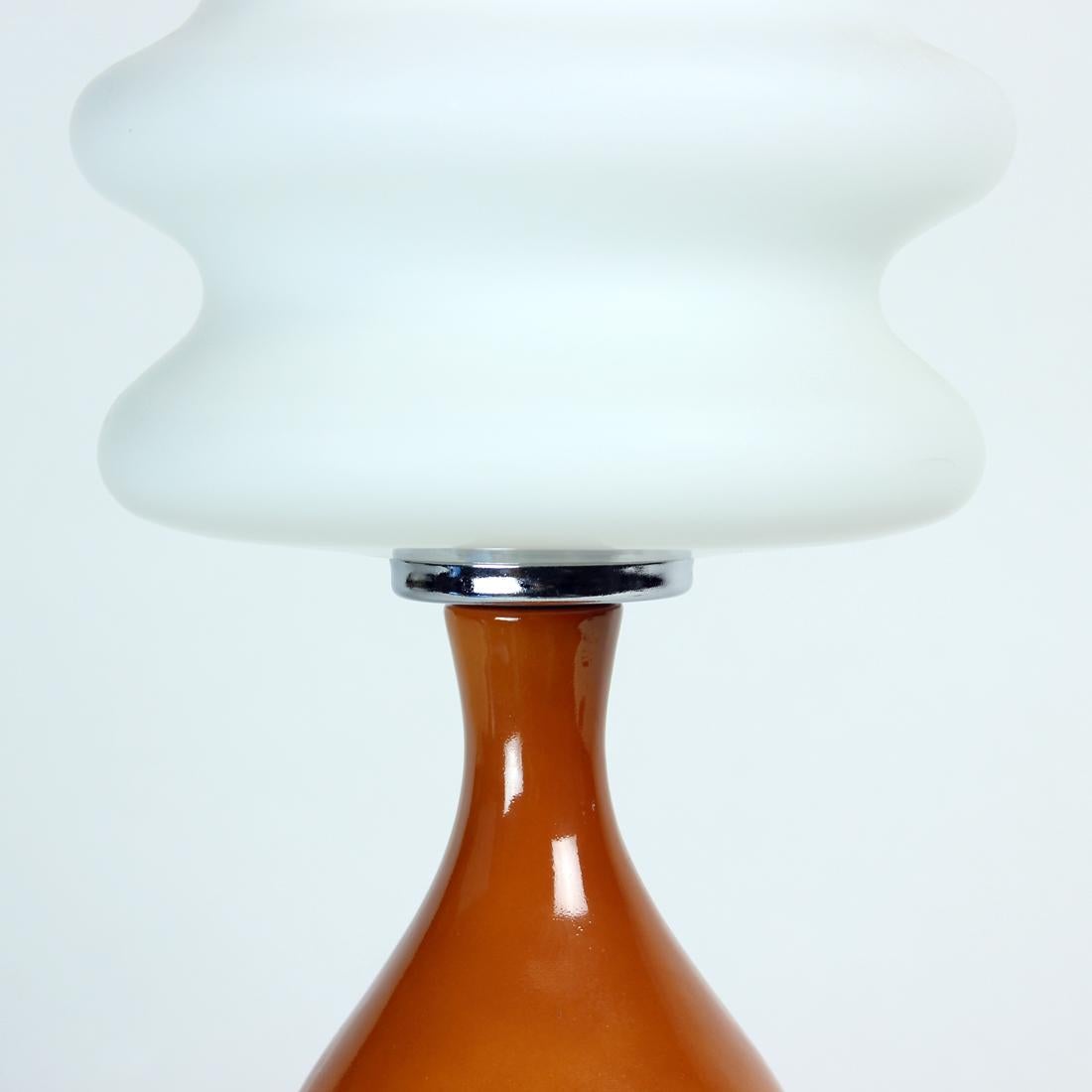 Big Mid Century Table Lamp in Ceramic & Glass, Poland 1960s In Excellent Condition In Zohor, SK
