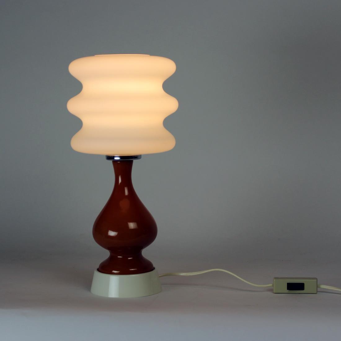 Big Mid Century Table Lamp in Ceramic & Glass, Poland 1960s 2